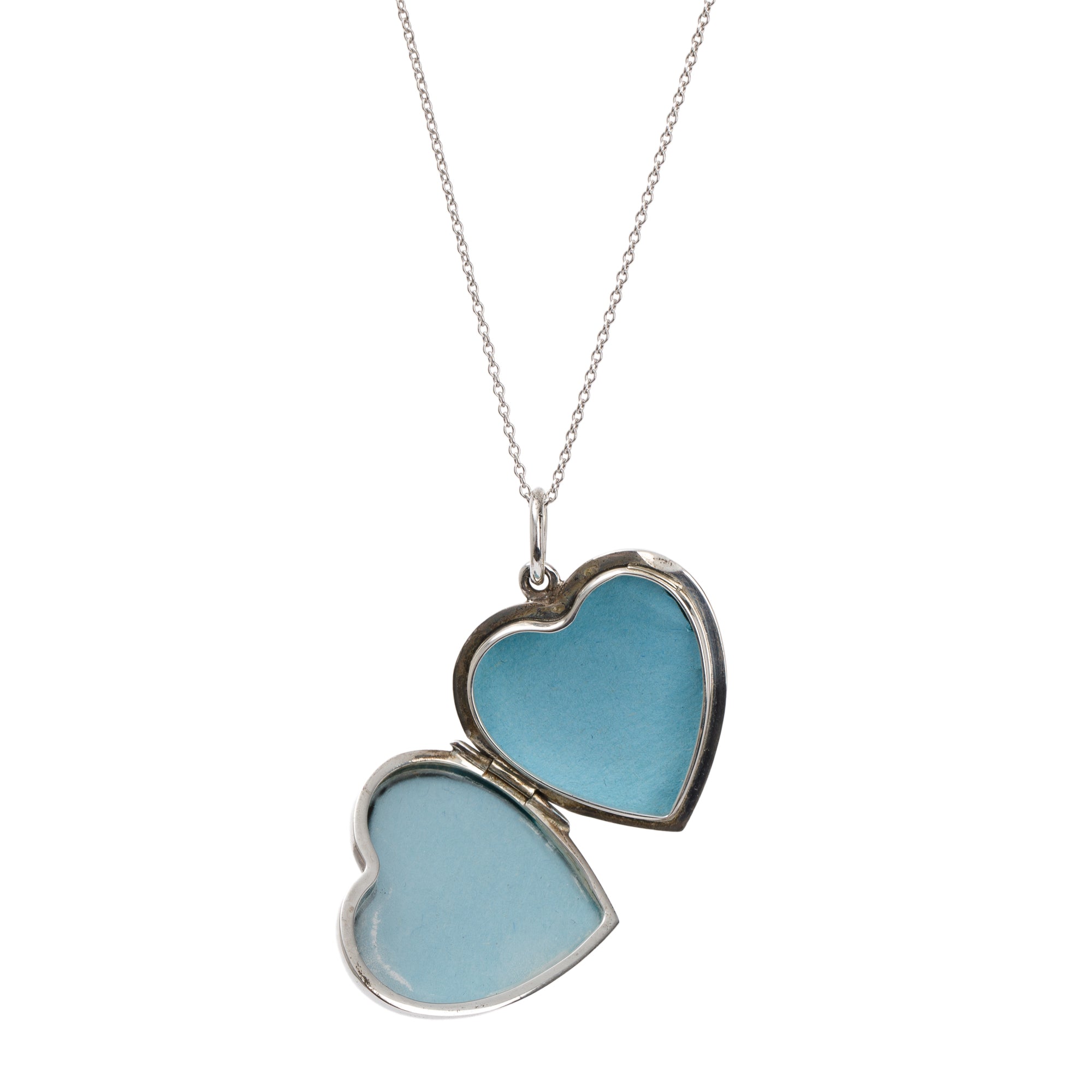 Tiffany & Co. Sterling Silver Heart Locket Pendant Necklace