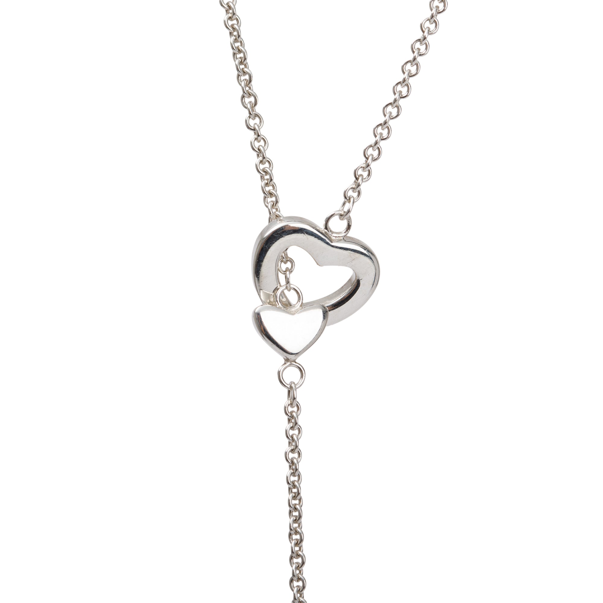 Tiffany & Co. Sterling Silver Heart Station Lariat Necklace