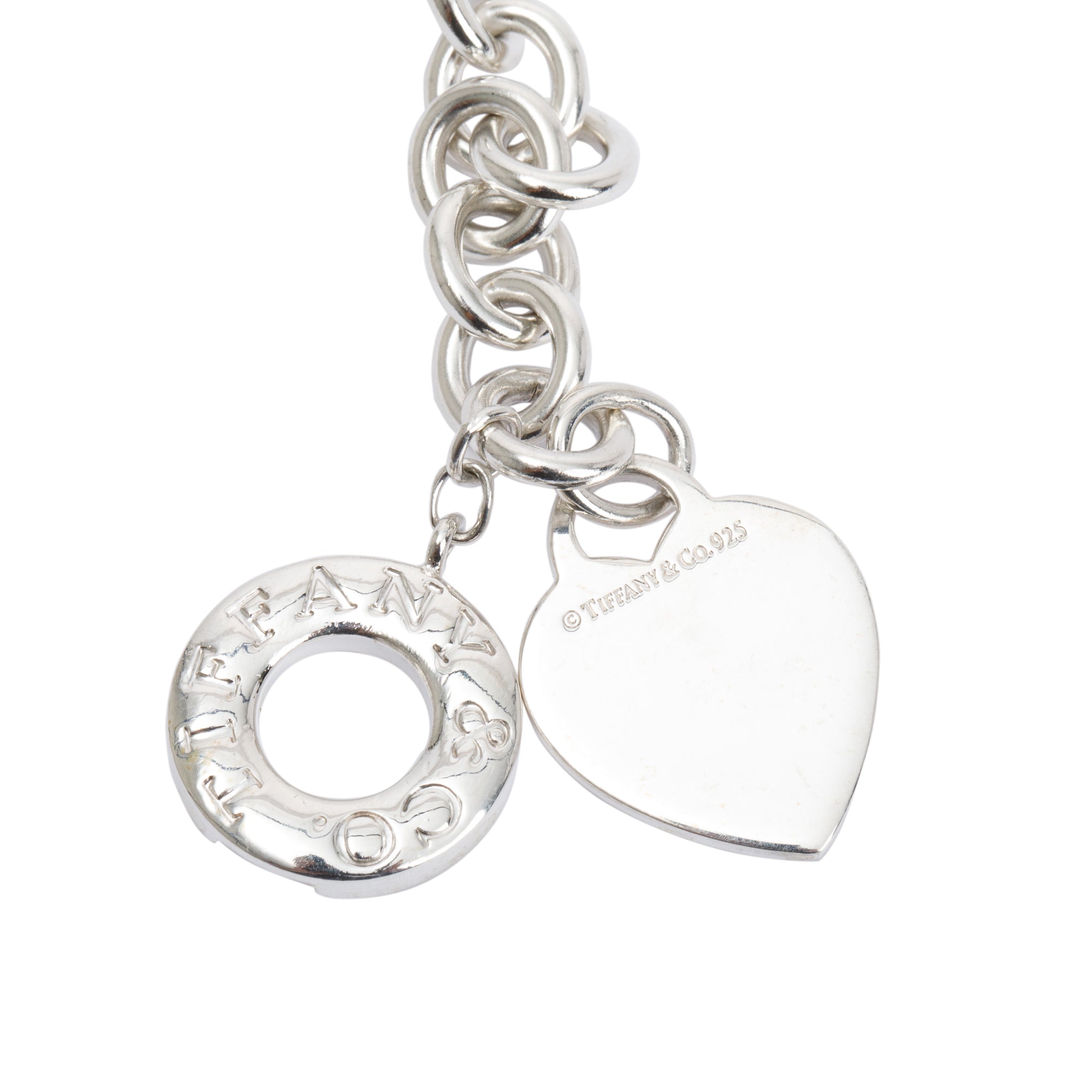 Tiffany & Co. Sterling Silver Heart Tag Charm Bracelet with Toggle Clasp