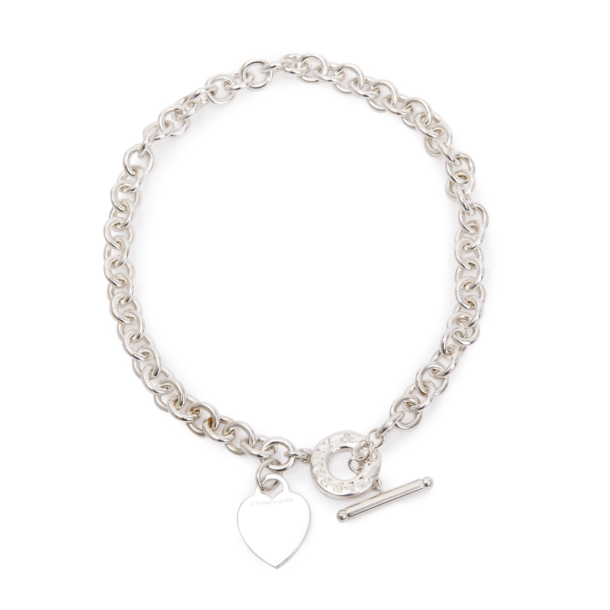 Tiffany & Co. Sterling Silver Heart Tag Necklace with Toggle Clasp