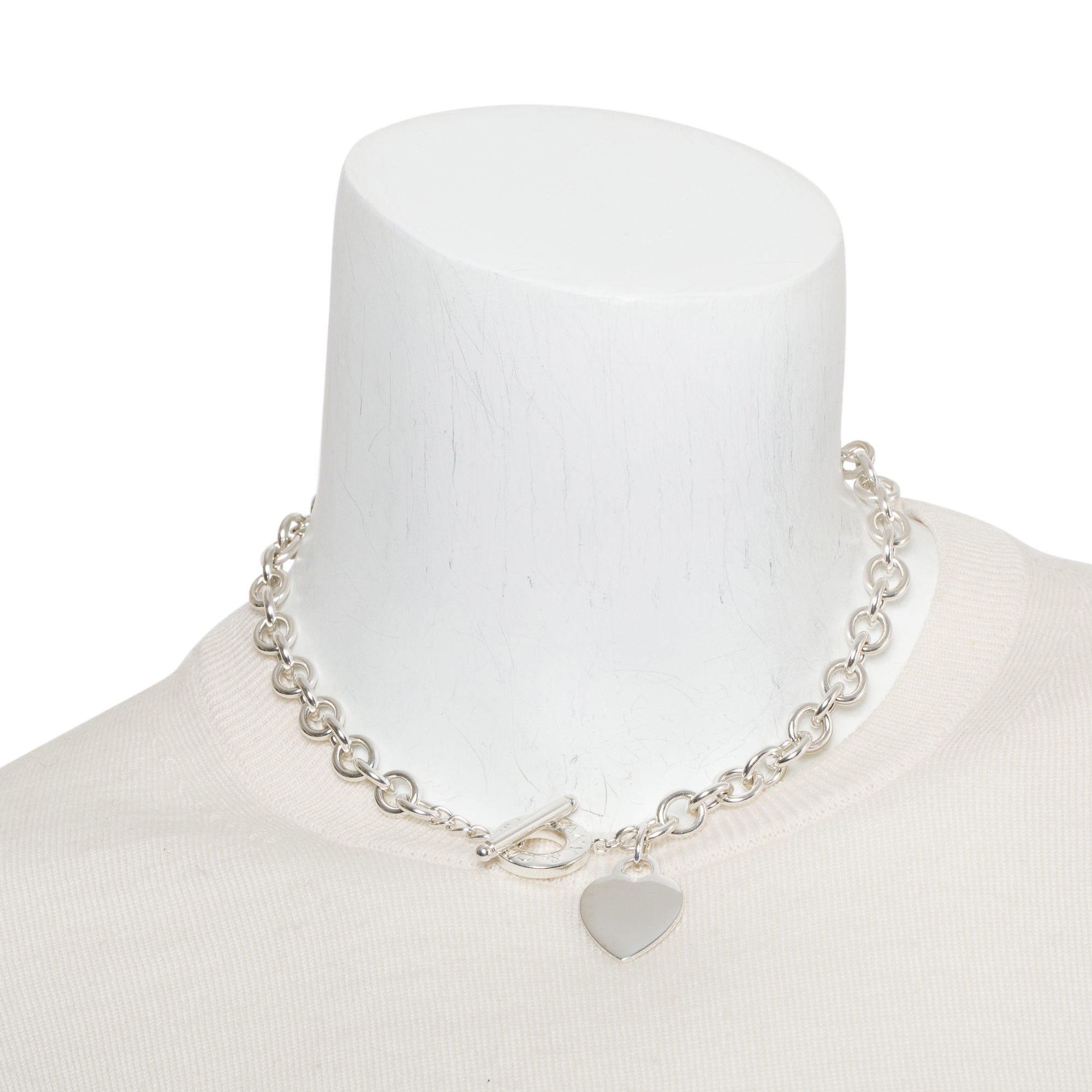 Tiffany & Co. Sterling Silver Heart Tag Necklace with Toggle Clasp