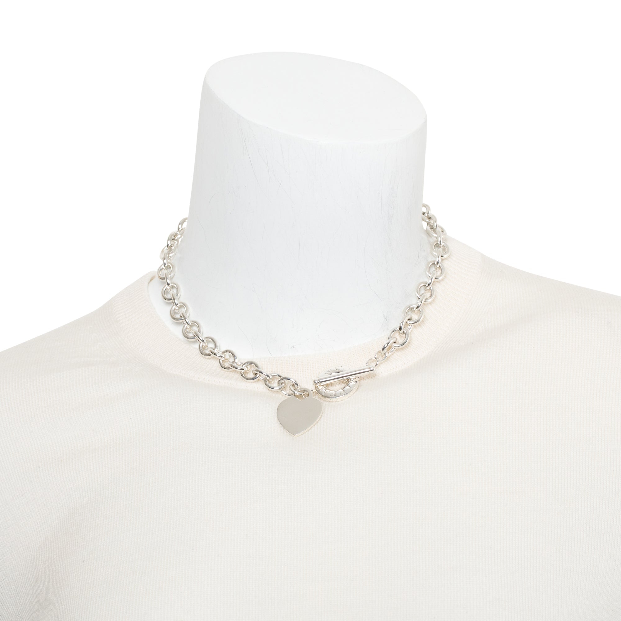 Tiffany & Co. Sterling Silver Heart Tag Necklace with Toggle Clasp