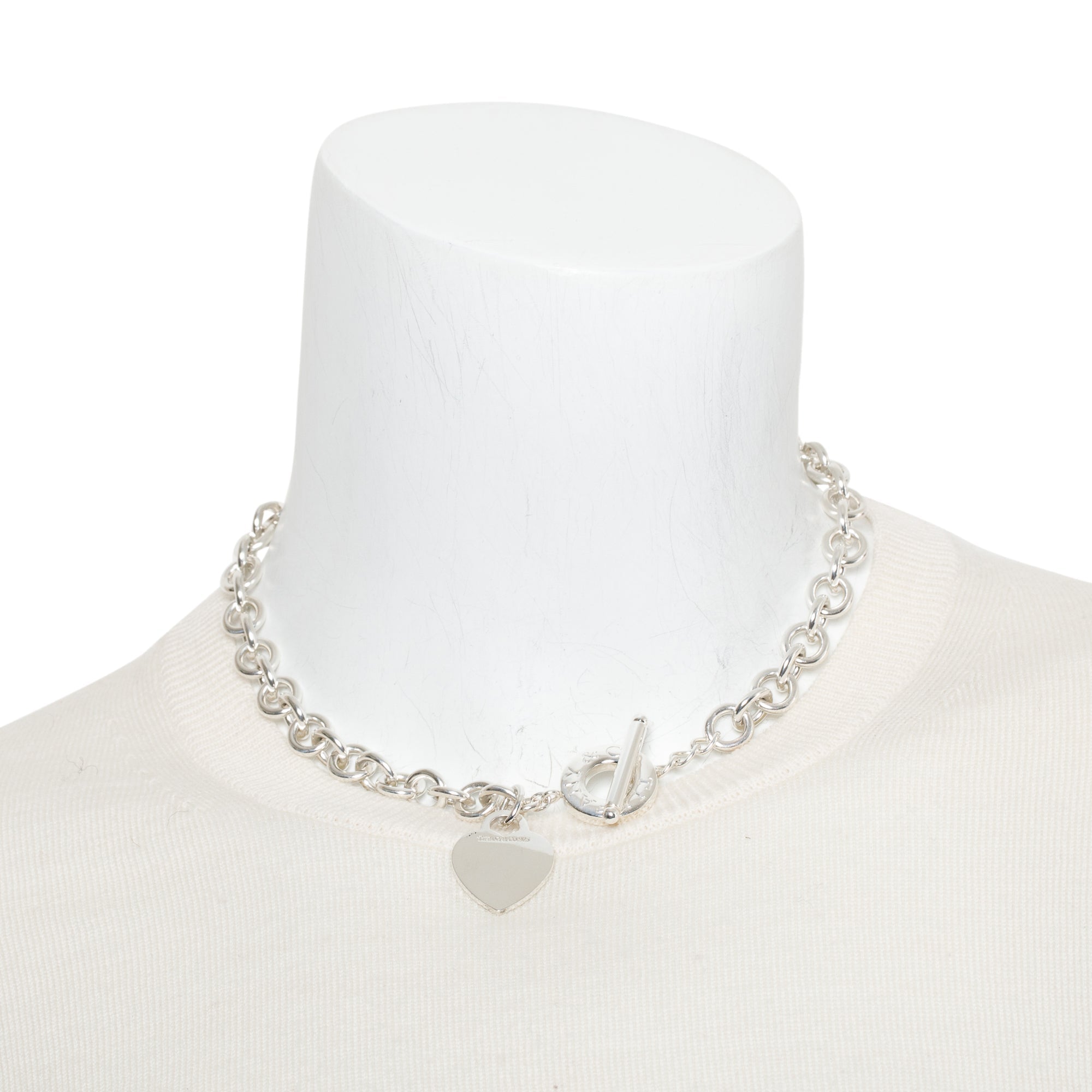 Tiffany & Co. Sterling Silver Heart Tag Necklace with Toggle Clasp