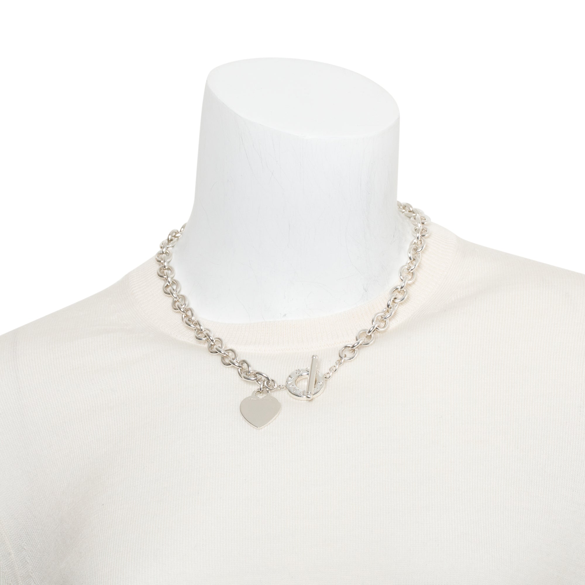 Tiffany & Co. Sterling Silver Heart Tag Necklace with Toggle Clasp