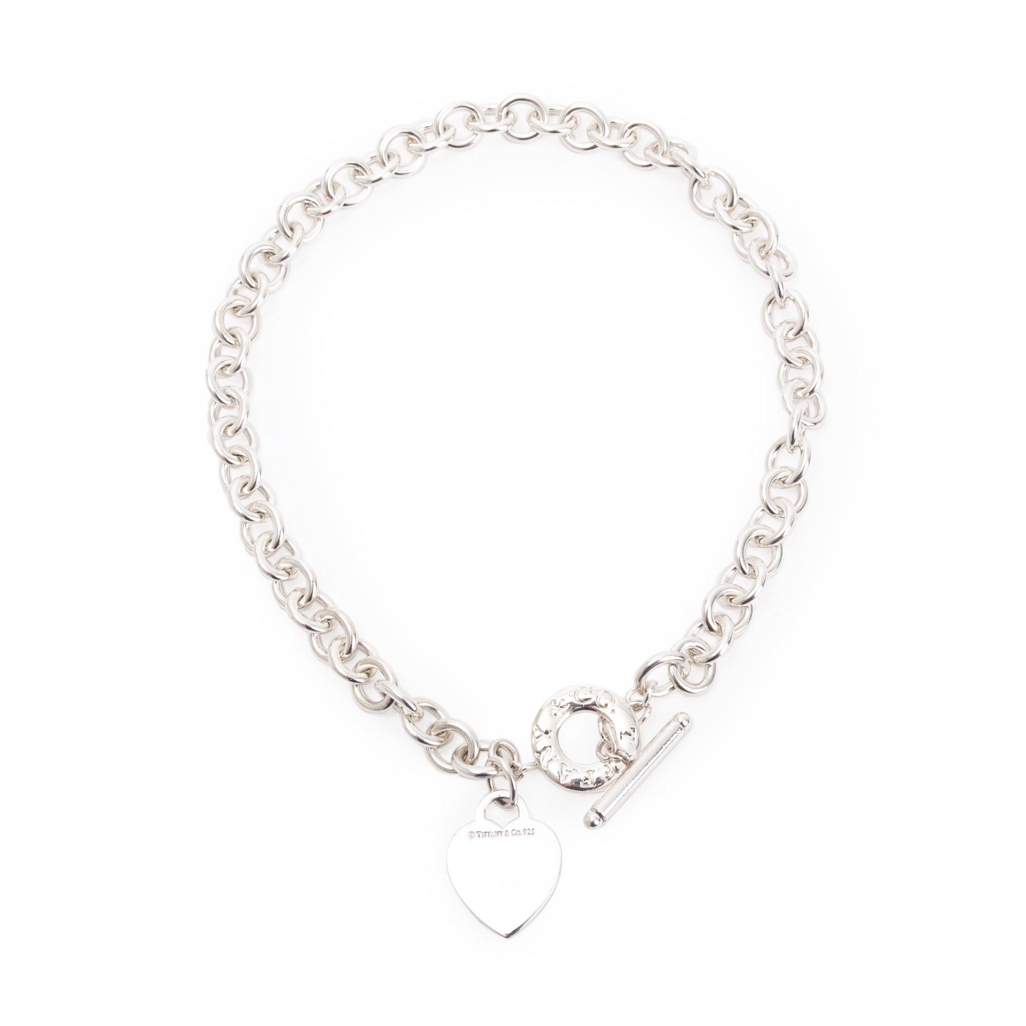 Tiffany & Co. Sterling Silver Heart Tag Necklace with Toggle Clasp