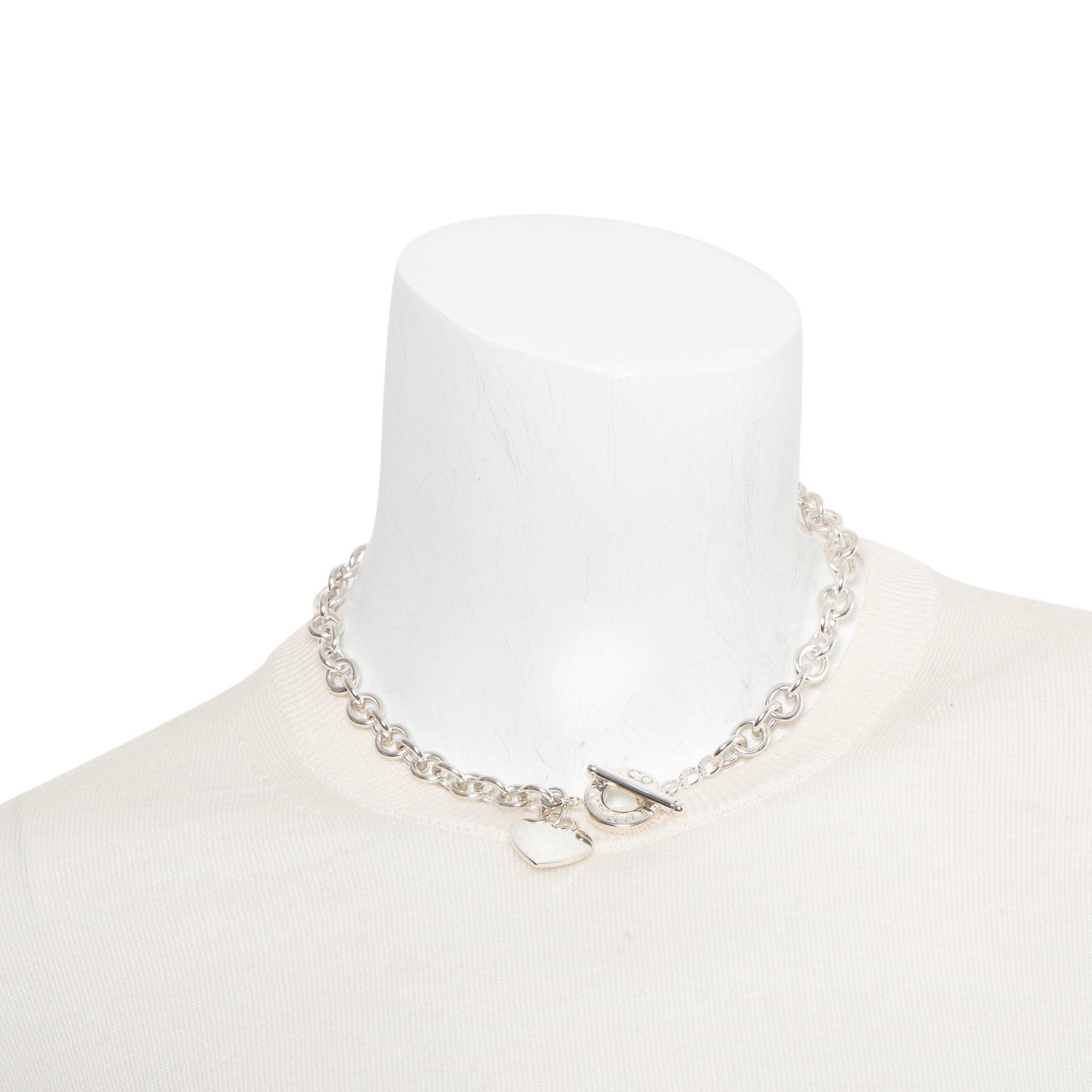 Tiffany & Co. Sterling Silver Heart Tag Necklace with Toggle Clasp