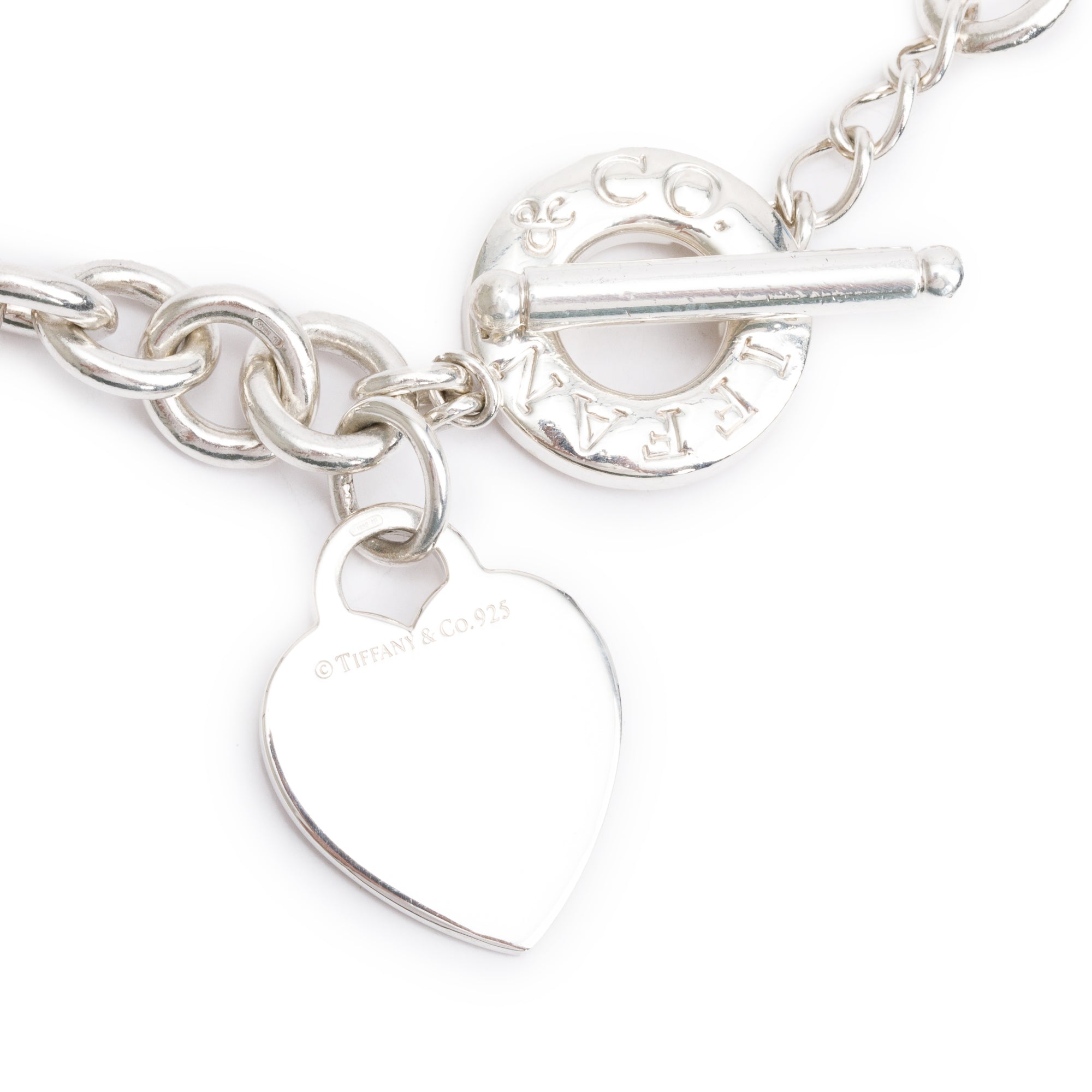 Tiffany & Co. Sterling Silver Heart Tag Necklace with Toggle Clasp