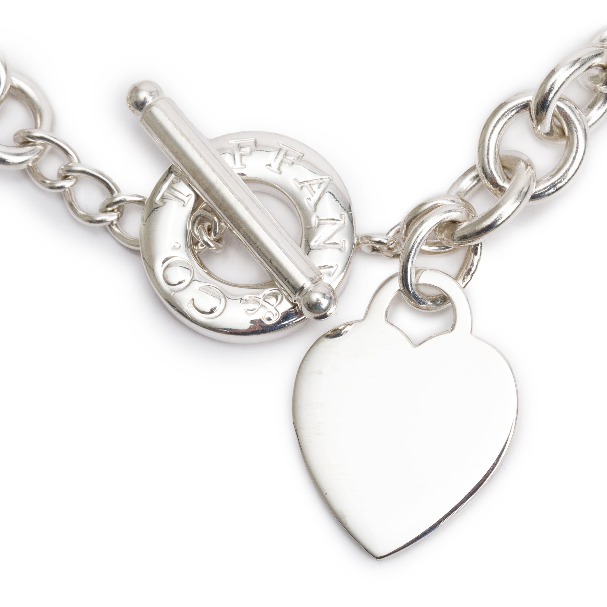 Tiffany & Co. Sterling Silver Heart Tag Necklace with Toggle Clasp