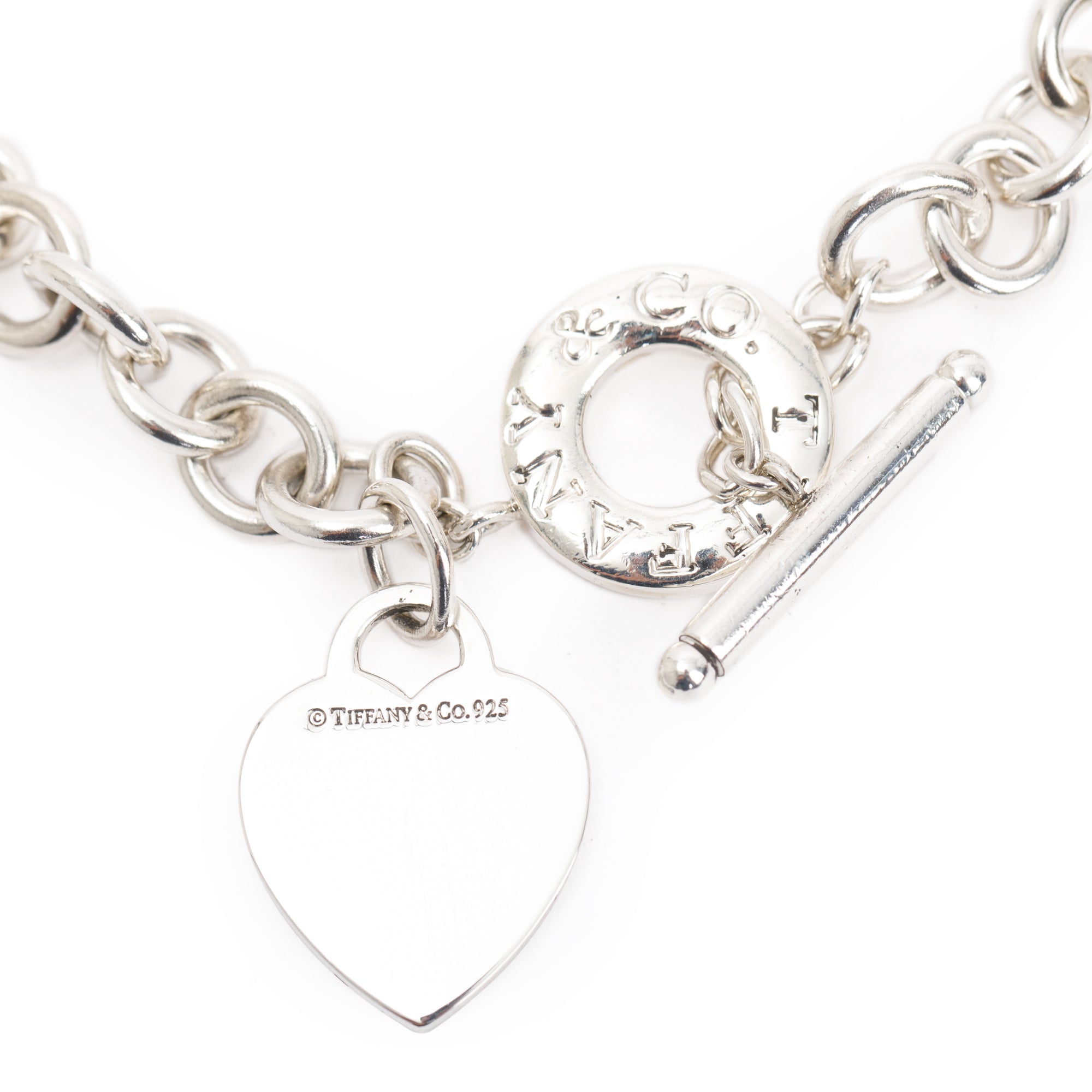 Tiffany & Co. Sterling Silver Heart Tag Necklace with Toggle Clasp
