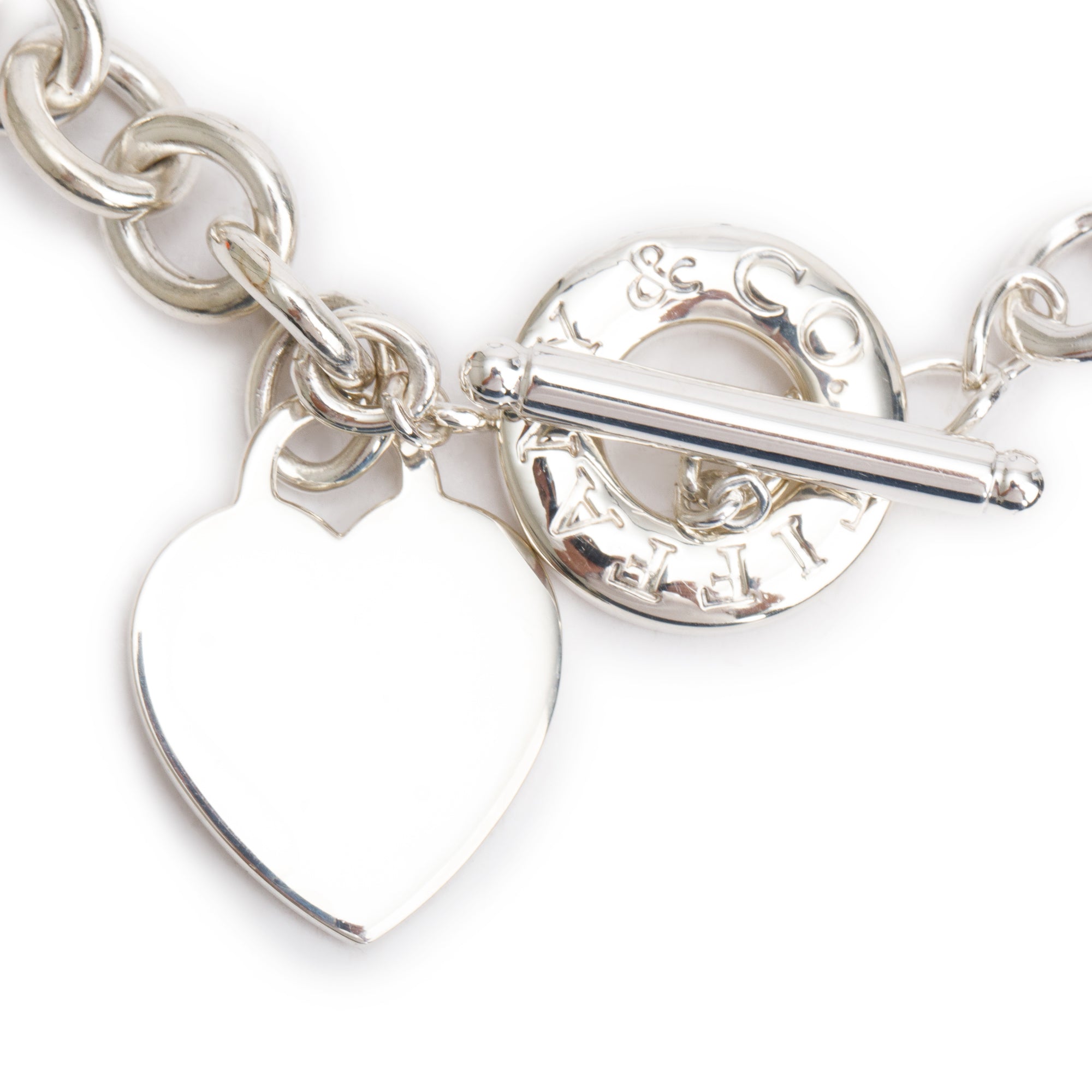 Tiffany & Co. Sterling Silver Heart Tag Necklace with Toggle Clasp