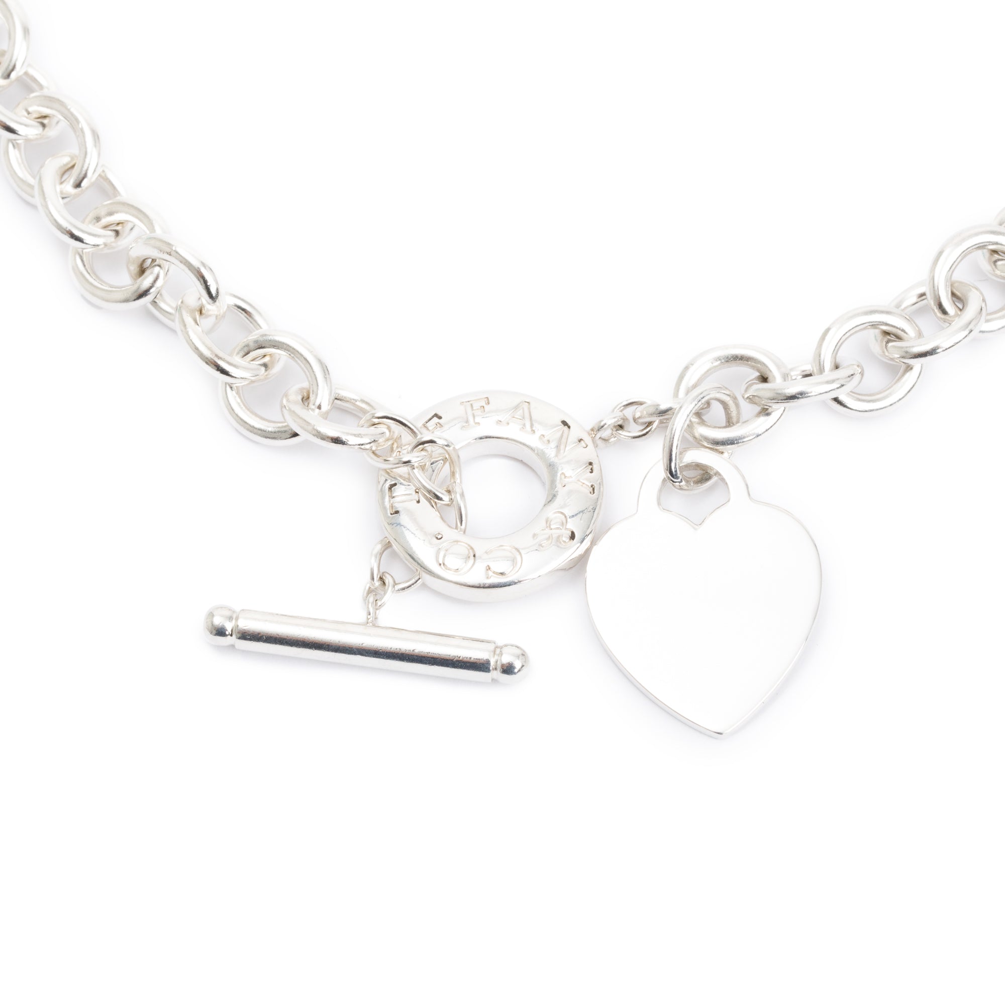 Tiffany & Co. Sterling Silver Heart Tag Necklace with Toggle Clasp