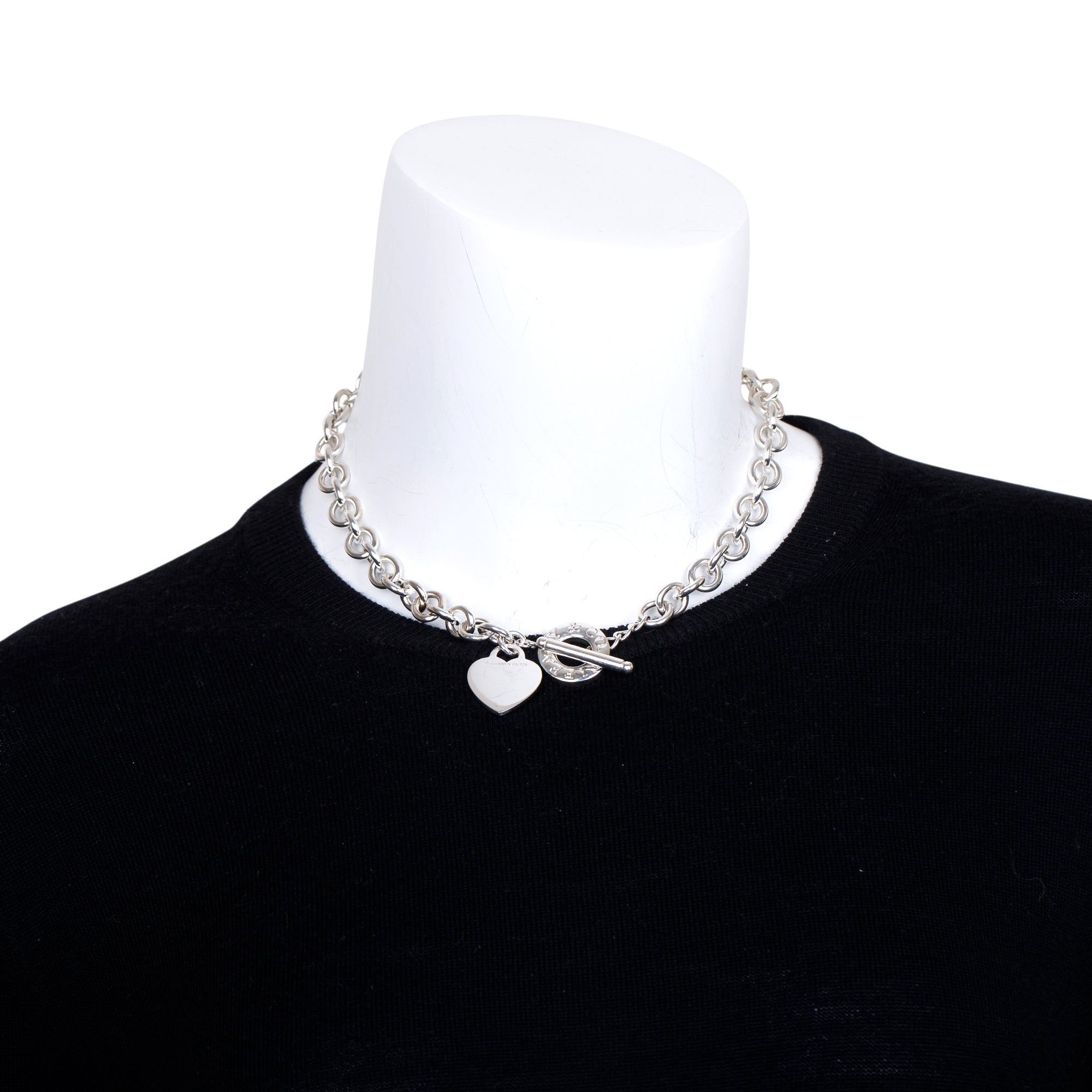 Tiffany & Co. Sterling Silver Heart Tag Necklace with Toggle Clasp