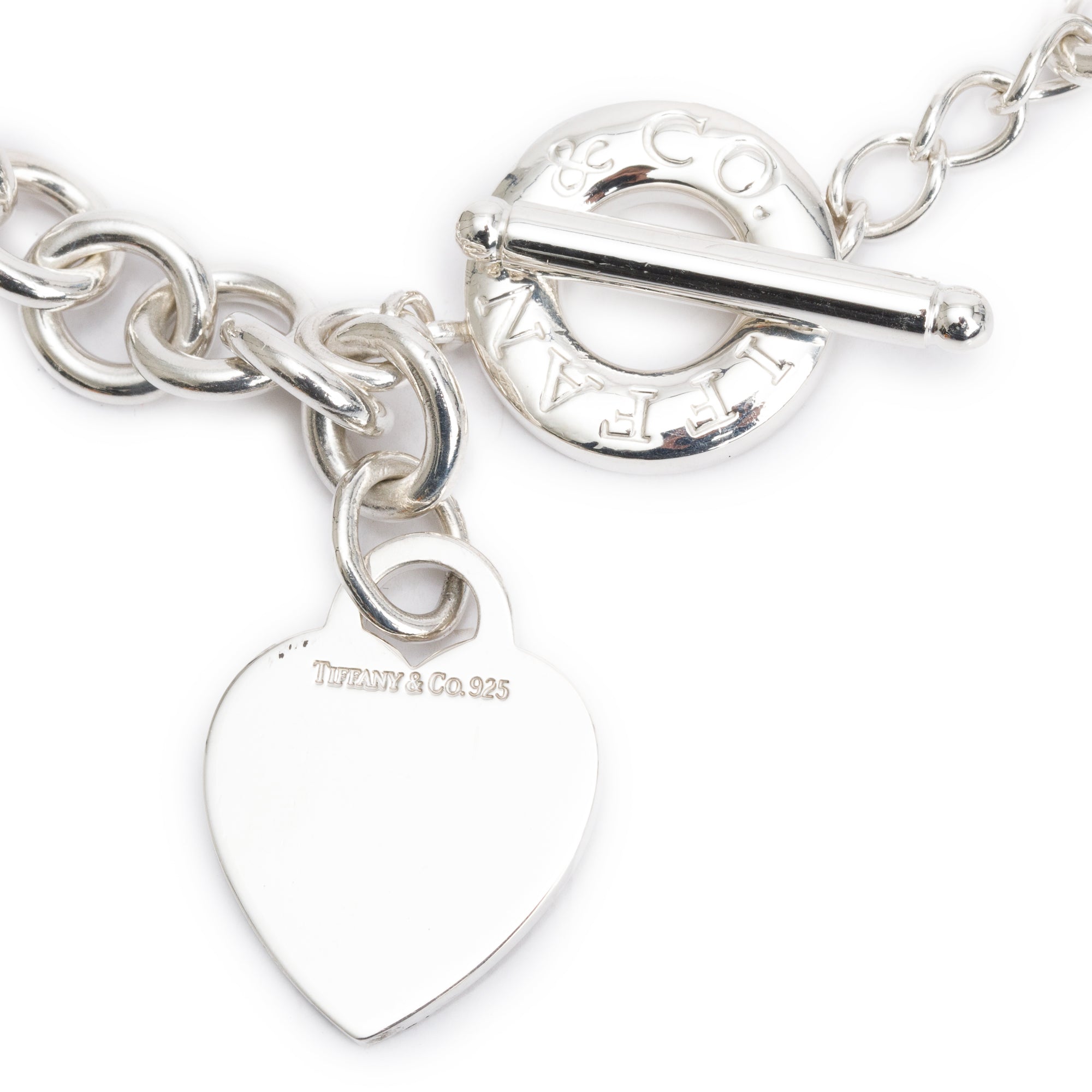 Tiffany & Co. Sterling Silver Heart Tag Necklace with Toggle Clasp