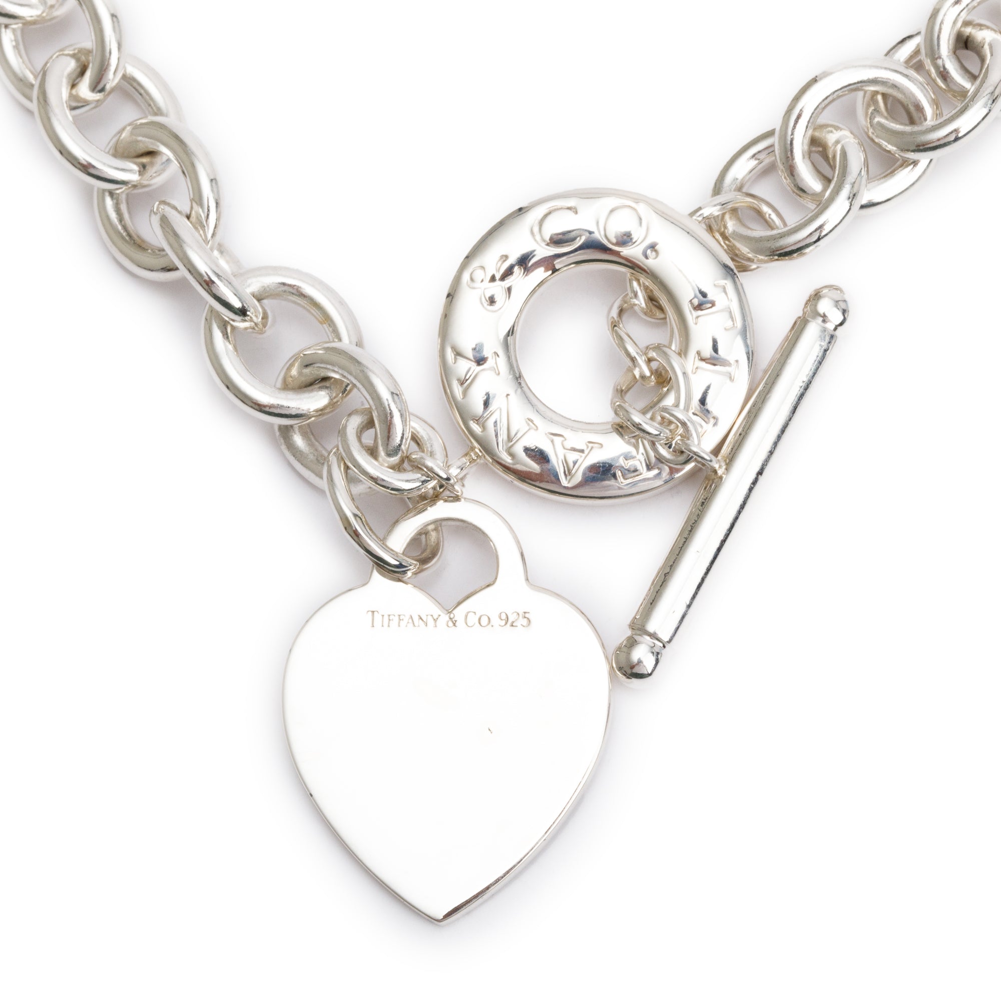 Tiffany & Co. Sterling Silver Heart Tag Necklace with Toggle Clasp