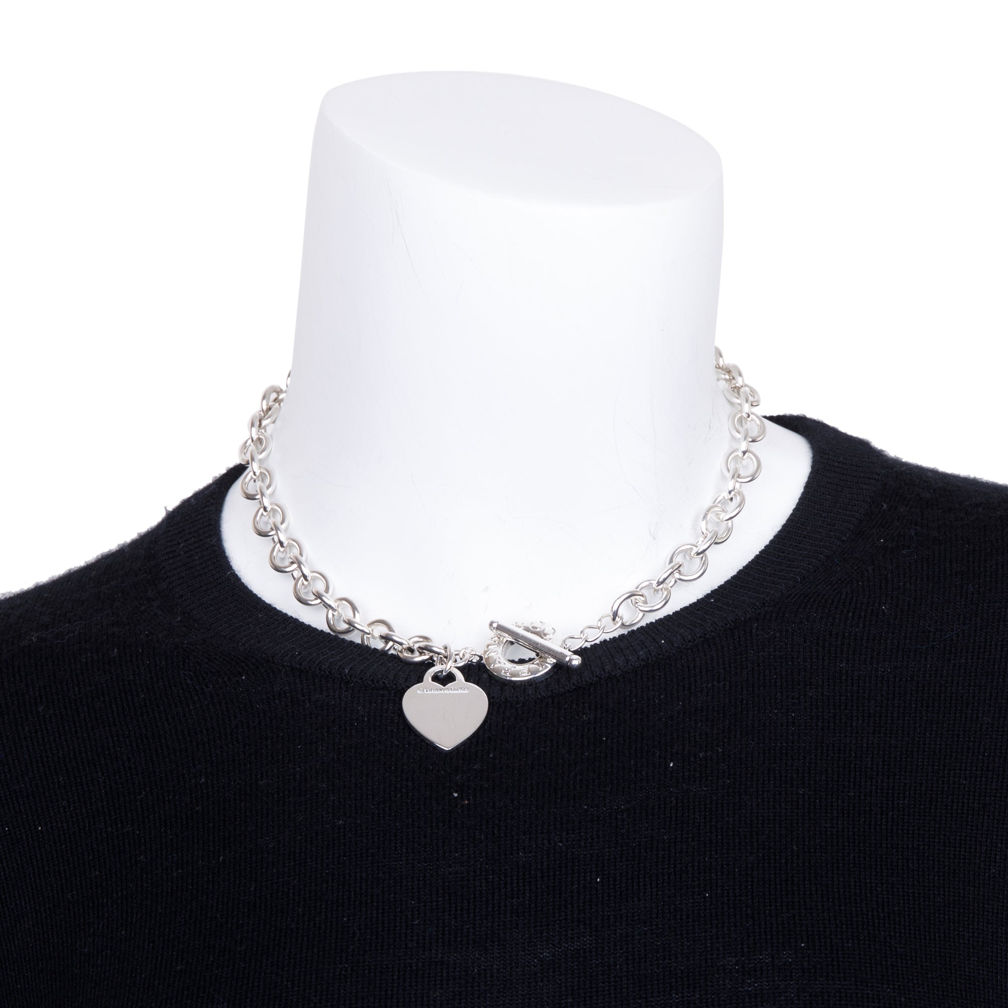 Tiffany & Co. Sterling Silver Heart Tag Necklace with Toggle Clasp