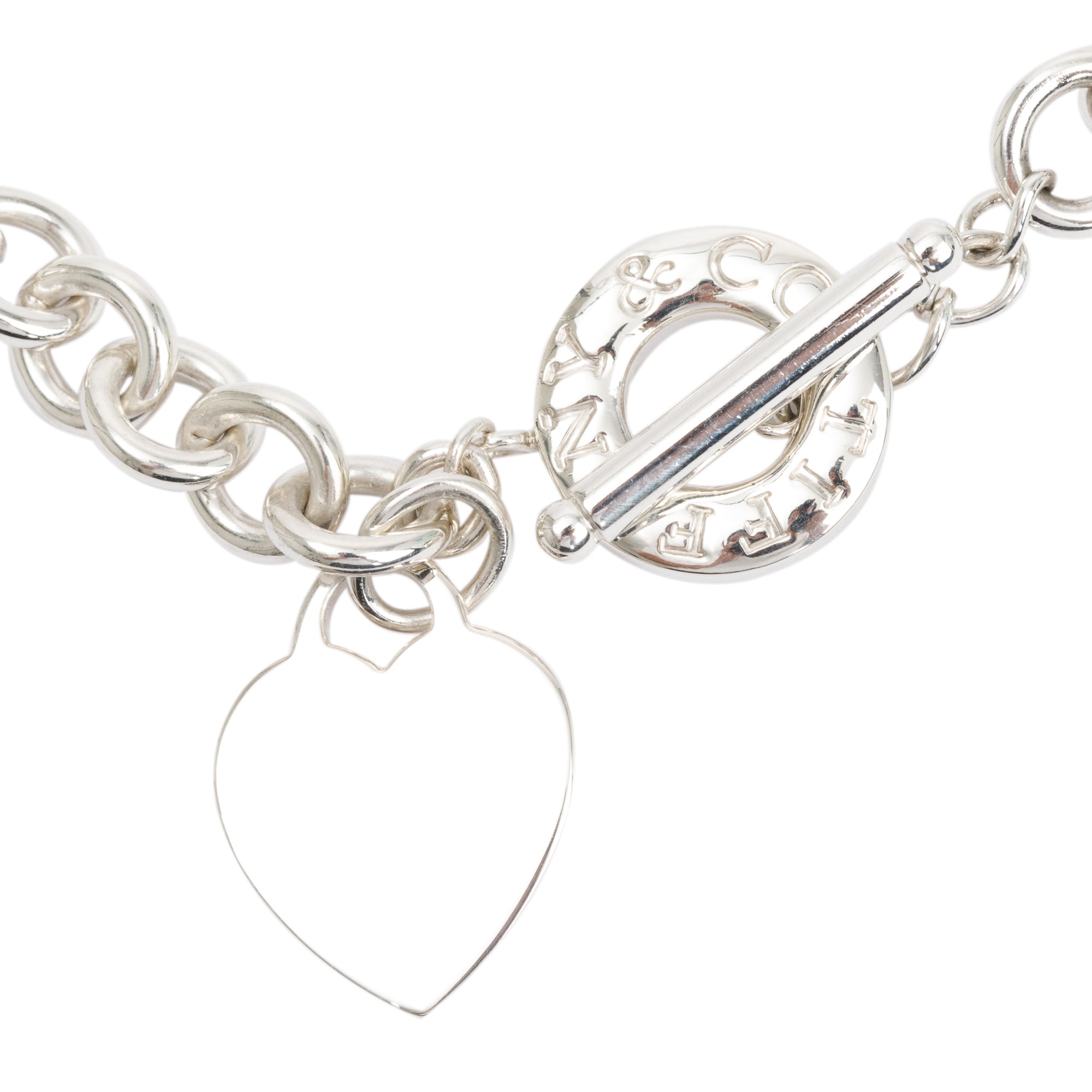 Tiffany & Co. Sterling Silver Heart Tag Necklace with Toggle Clasp