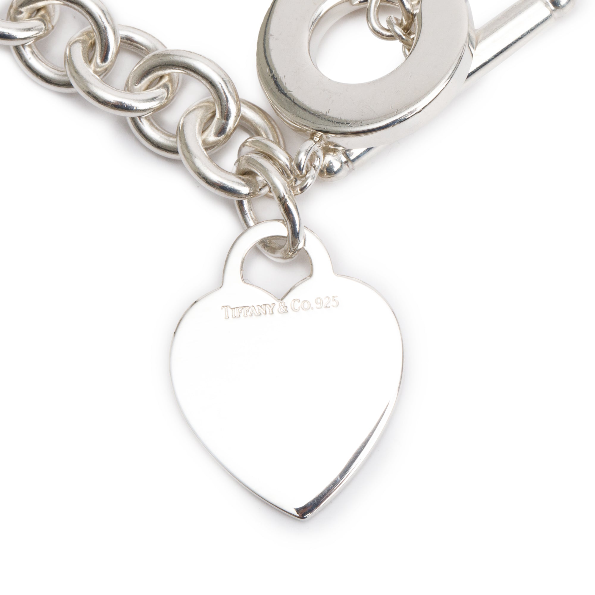 Tiffany Sterling Silver Heart Tag Necklace with Toggle Clasp
