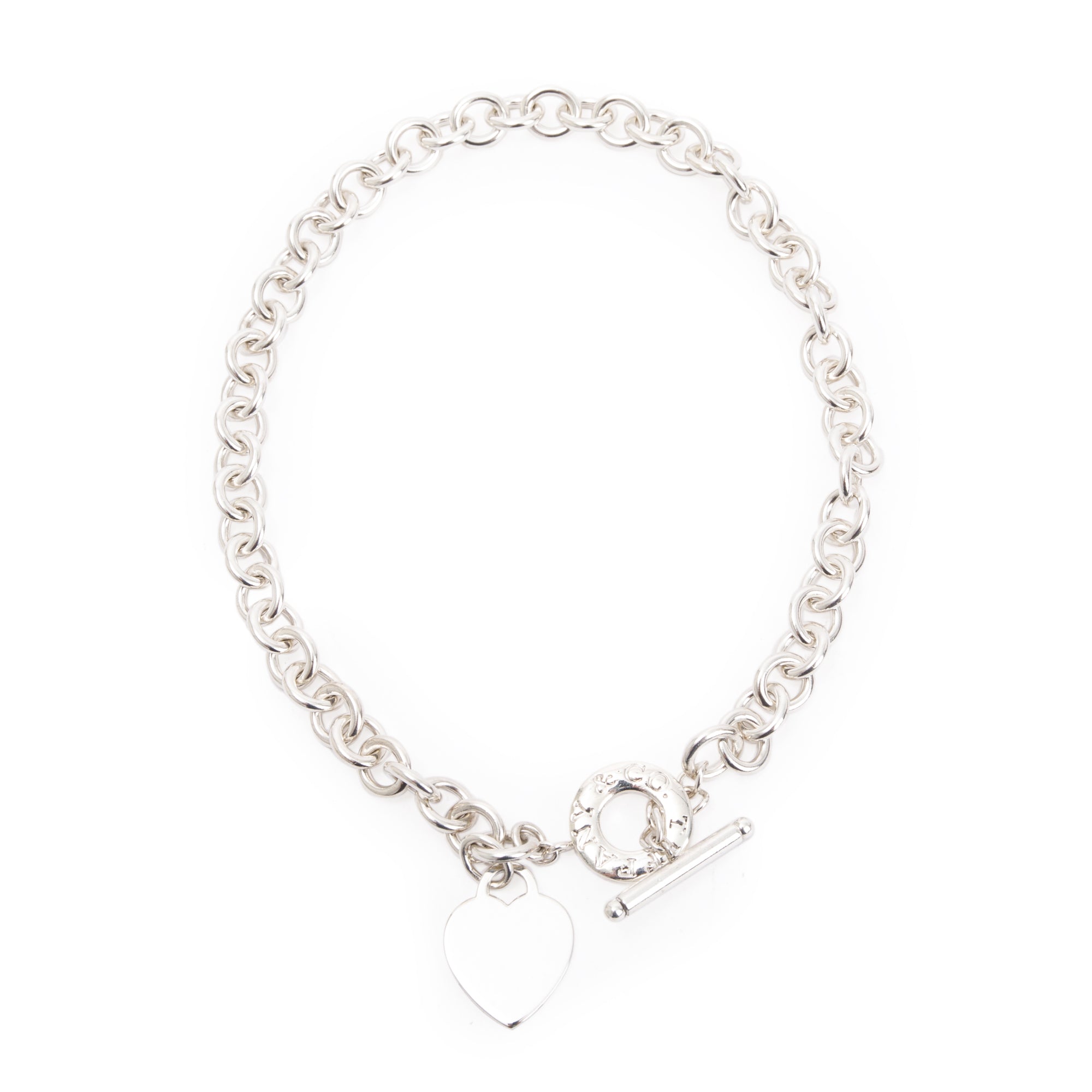 Tiffany & Co. Sterling Silver Heart Tag Necklace with Toggle Clasp