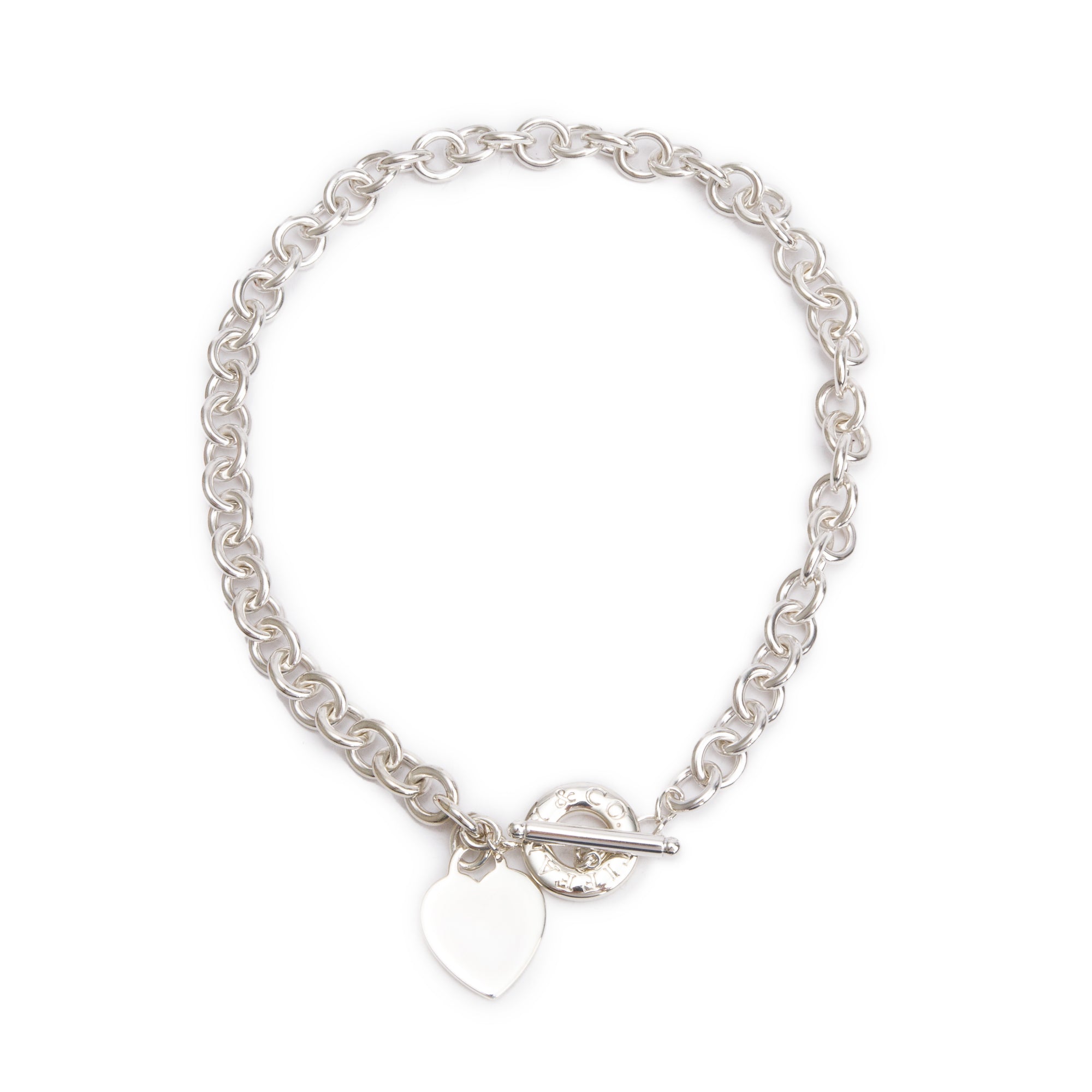 Tiffany & Co. Sterling Silver Heart Tag Necklace with Toggle Clasp