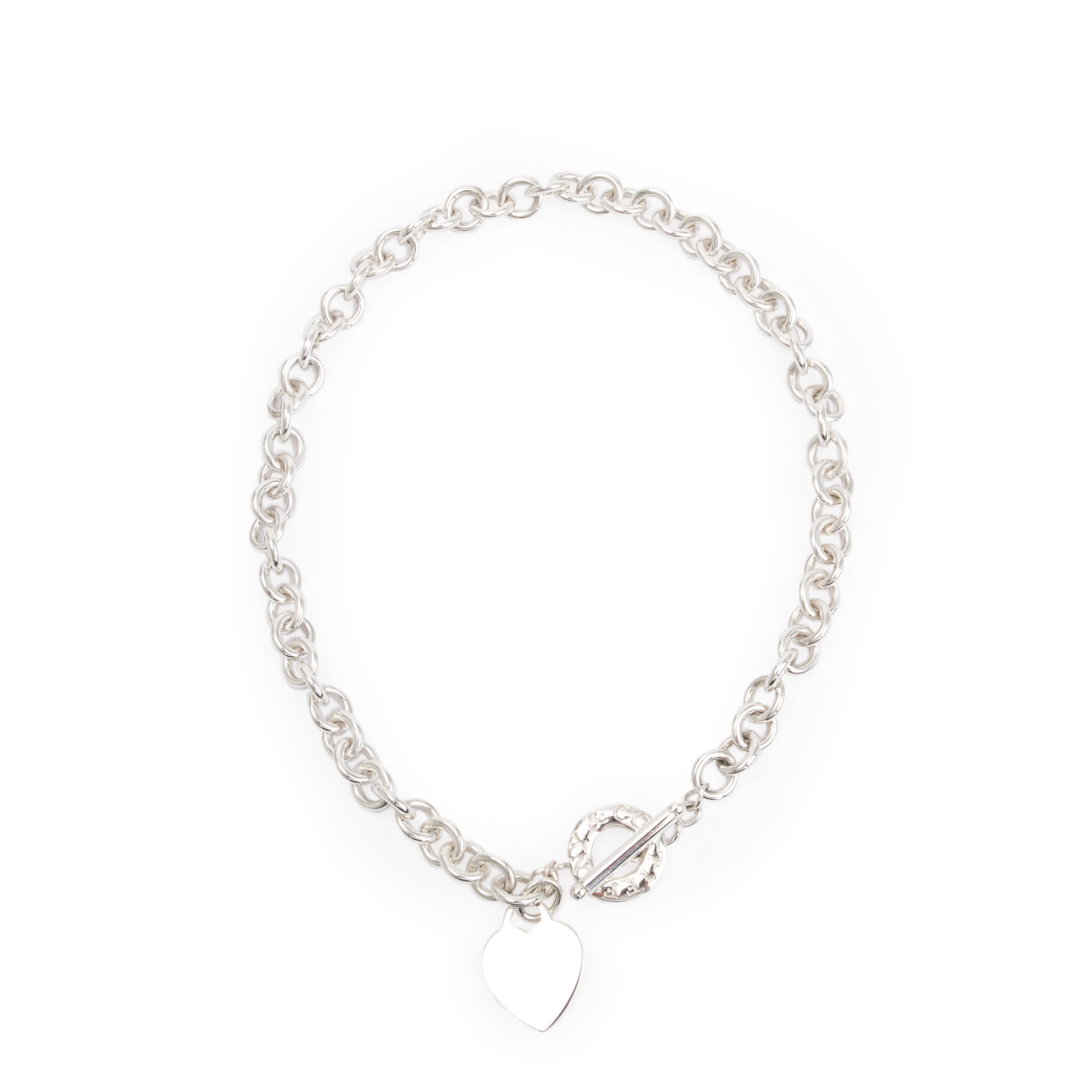 Tiffany & Co. Sterling Silver Heart Tag Necklace with Toggle Clasp