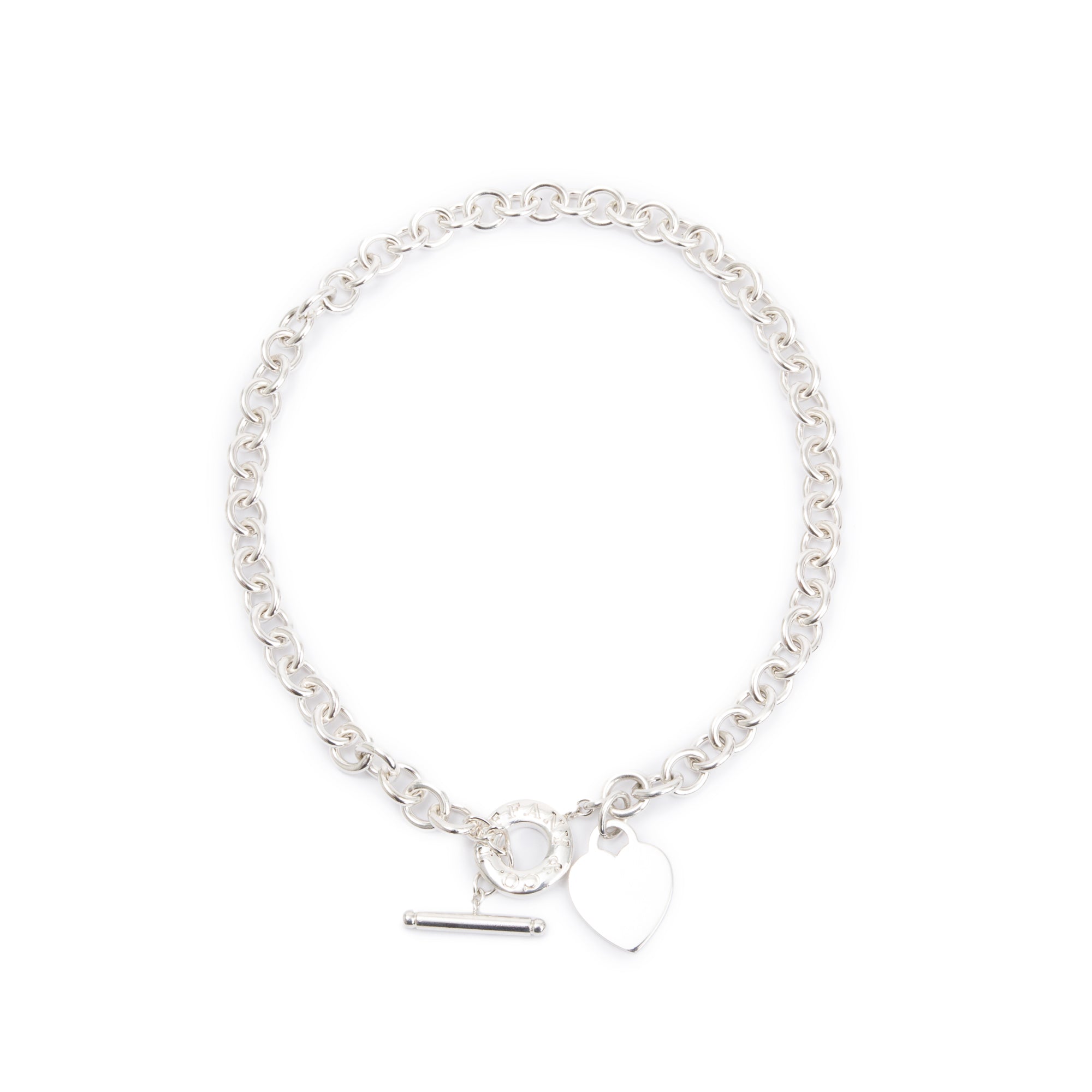 Tiffany & Co. Sterling Silver Heart Tag Necklace with Toggle Clasp