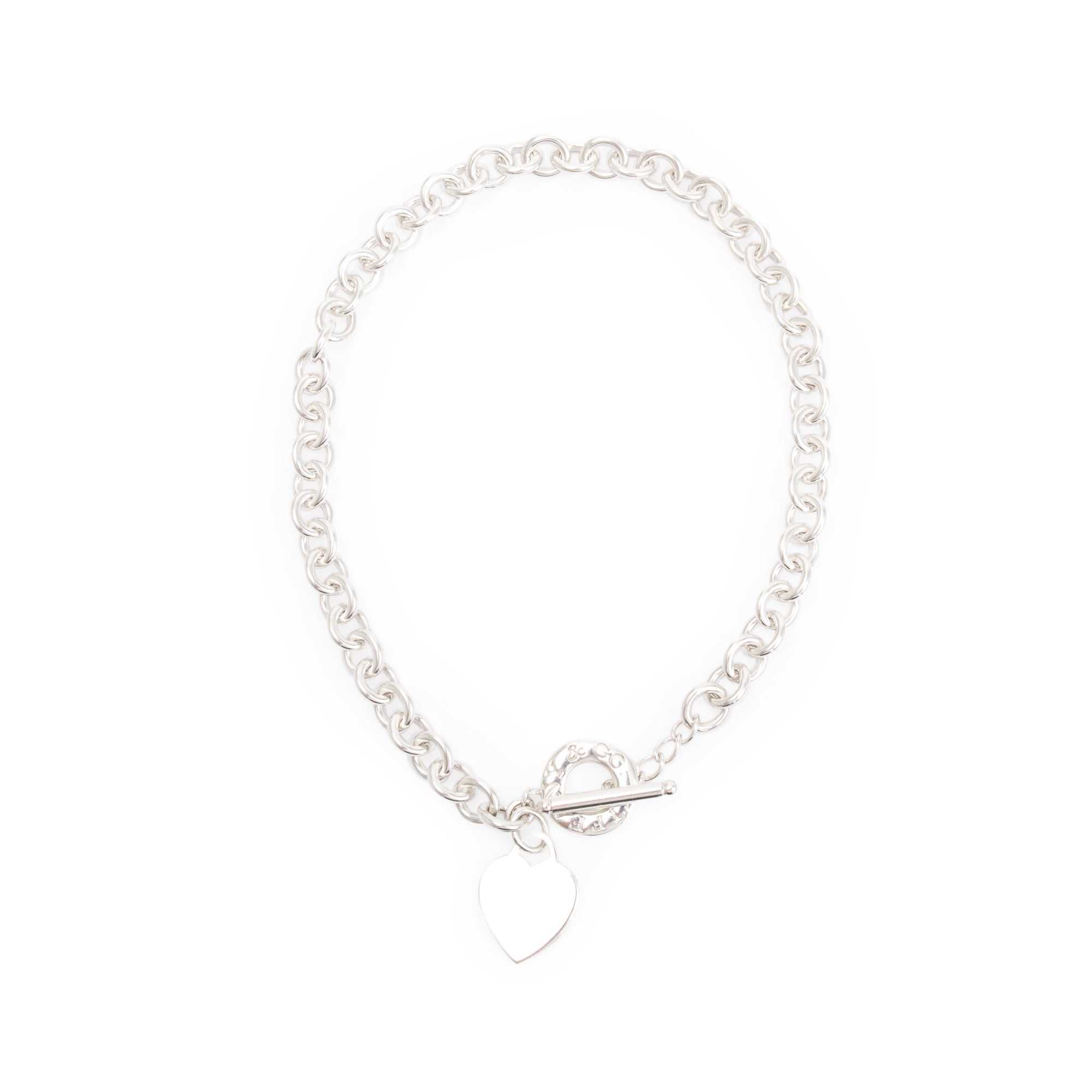 Tiffany & Co. Sterling Silver Heart Tag Necklace with Toggle Clasp