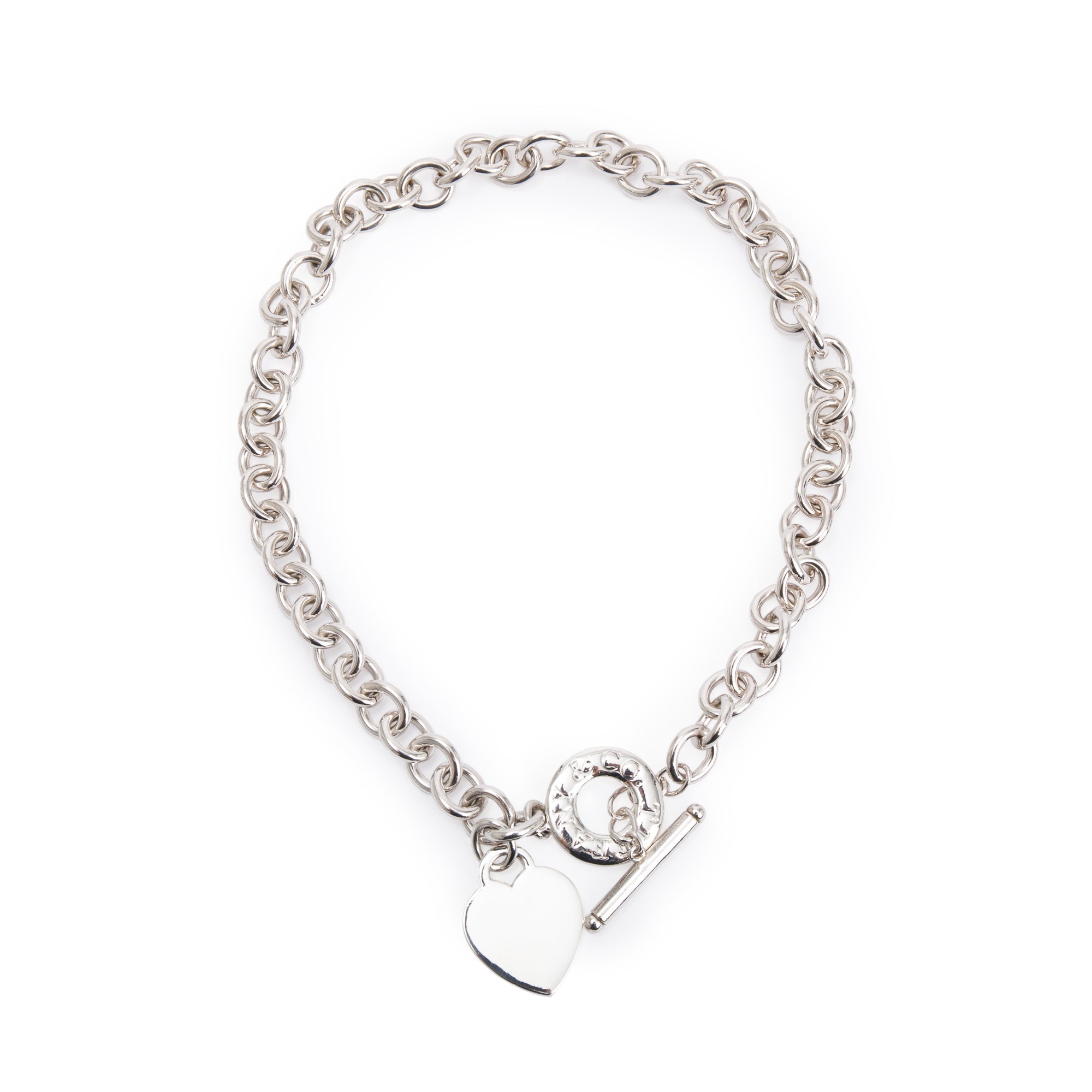 Tiffany & Co. Sterling Silver Heart Tag Necklace with Toggle Clasp