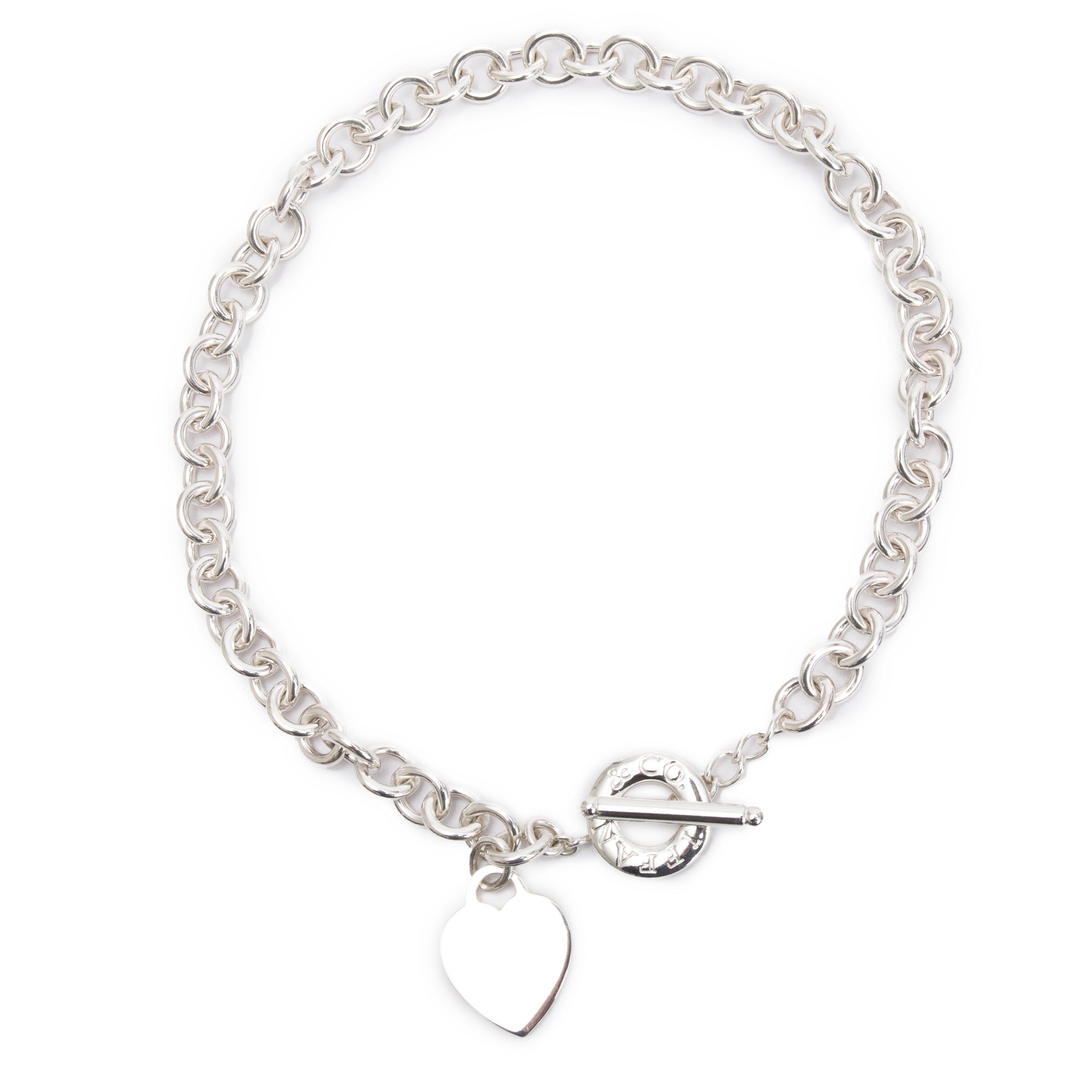 Tiffany & Co. Sterling Silver Heart Tag Necklace with Toggle Clasp