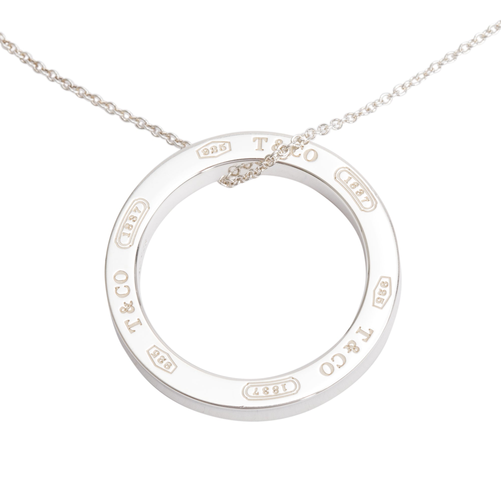 Tiffany & Co. Sterling Silver Large 1837 Circle Pendant Necklace