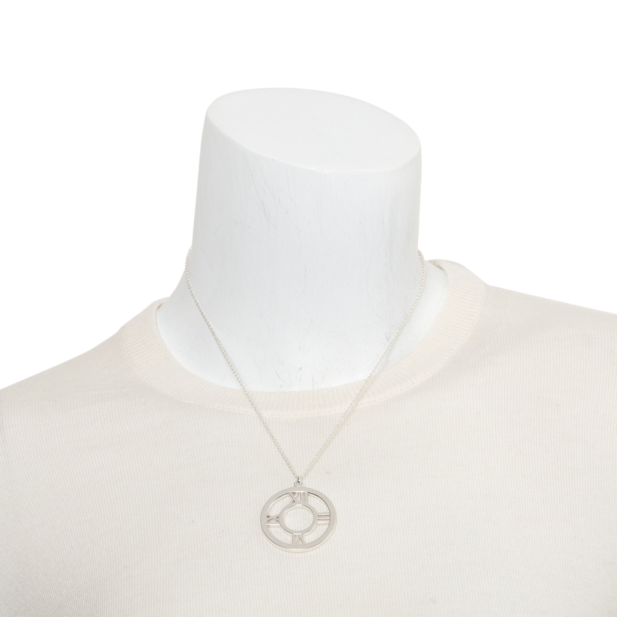 Tiffany & Co. Sterling Silver Large Atlas Pierced Circle Pendant Necklace