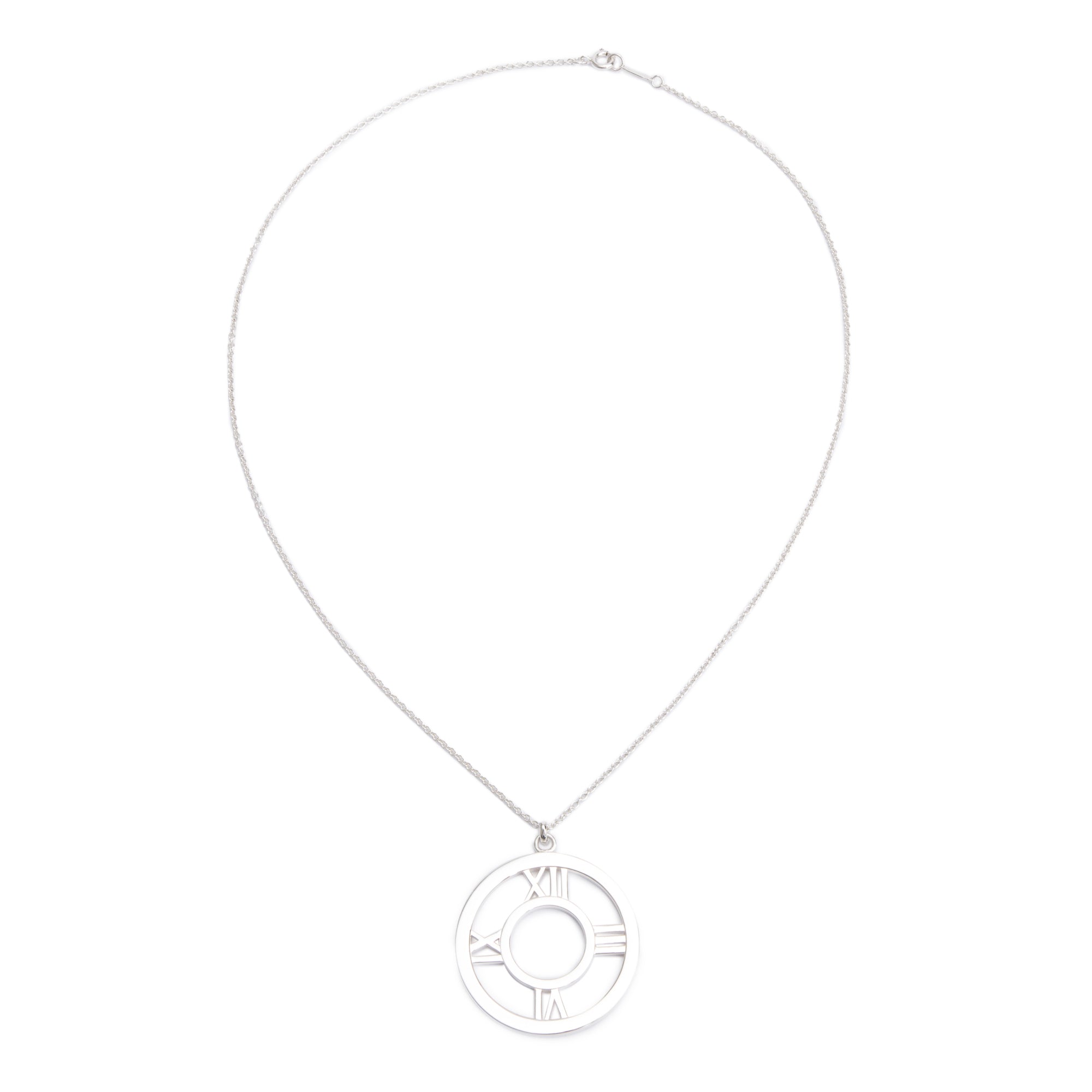 Tiffany & Co. Sterling Silver Large Atlas Pierced Circle Pendant Necklace