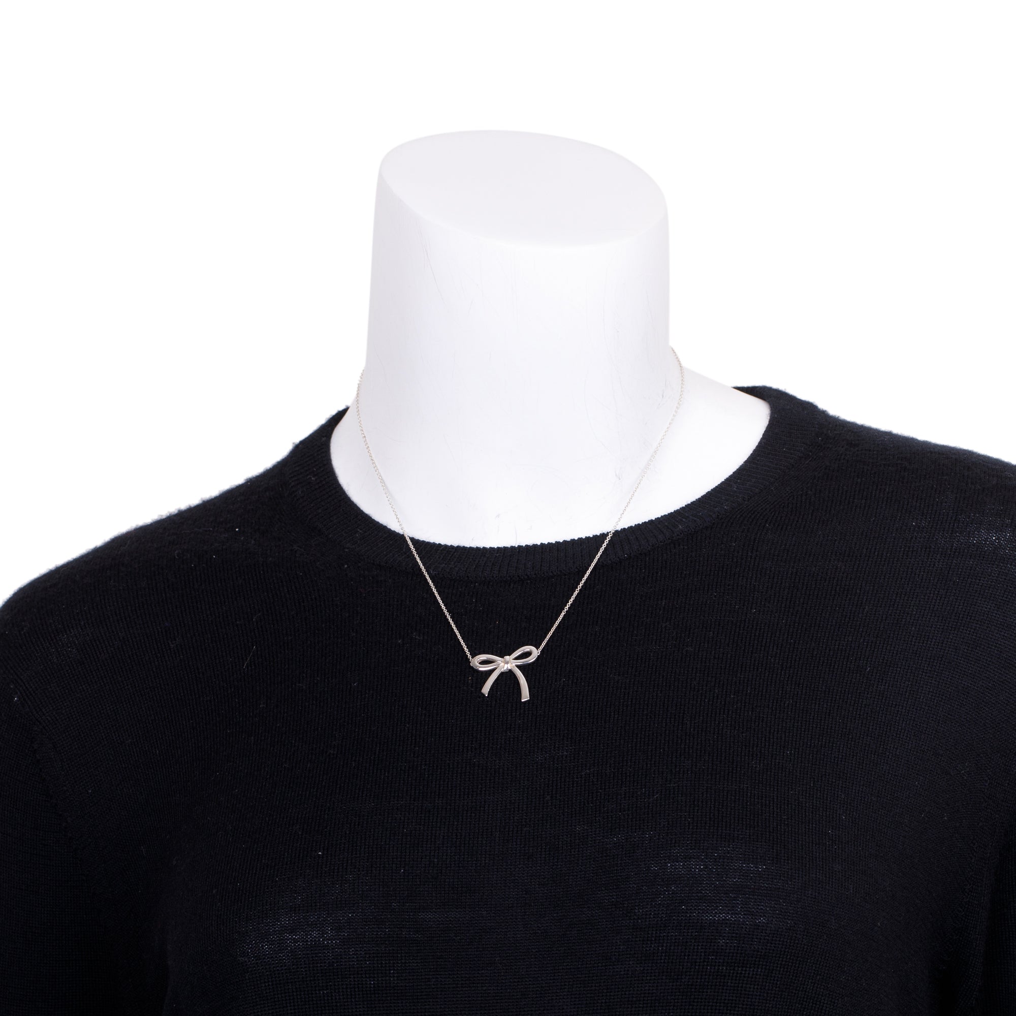 Tiffany & Co. Sterling Silver Large Bow Pendant Necklace
