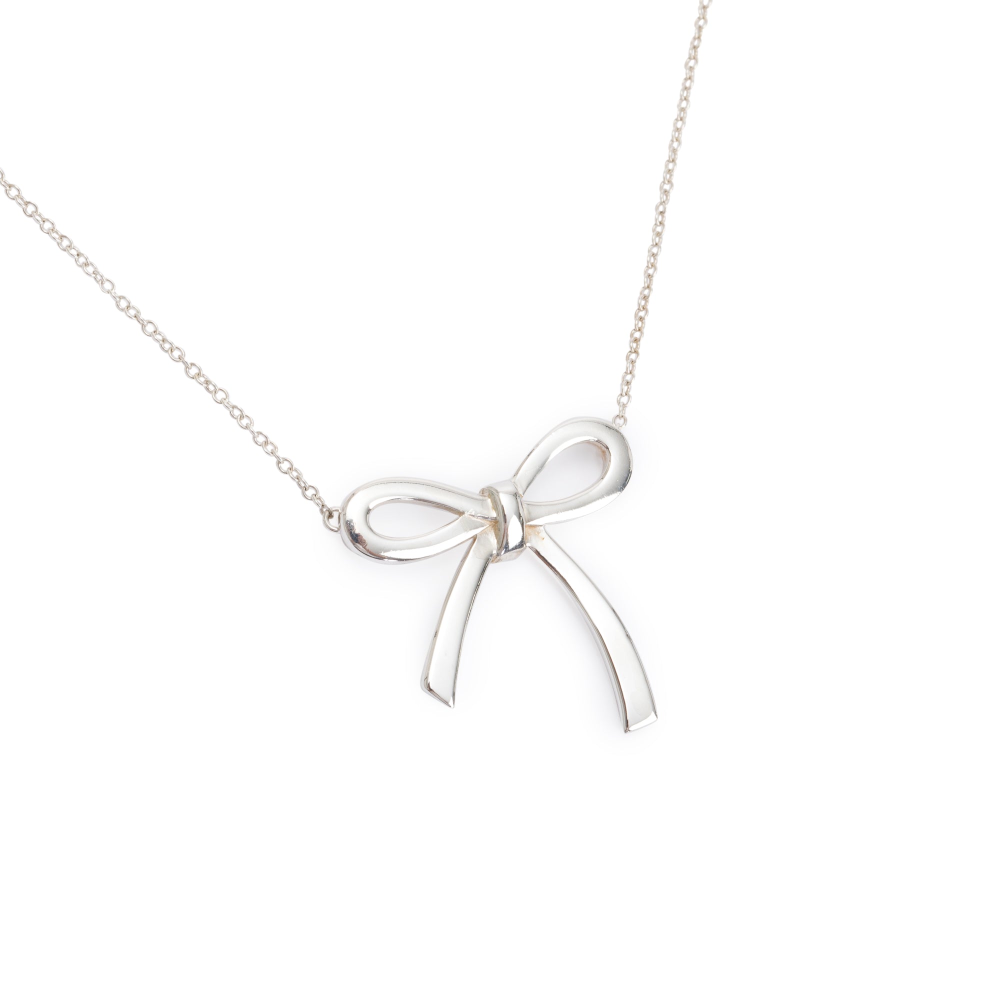 Tiffany & Co. Sterling Silver Large Bow Pendant Necklace
