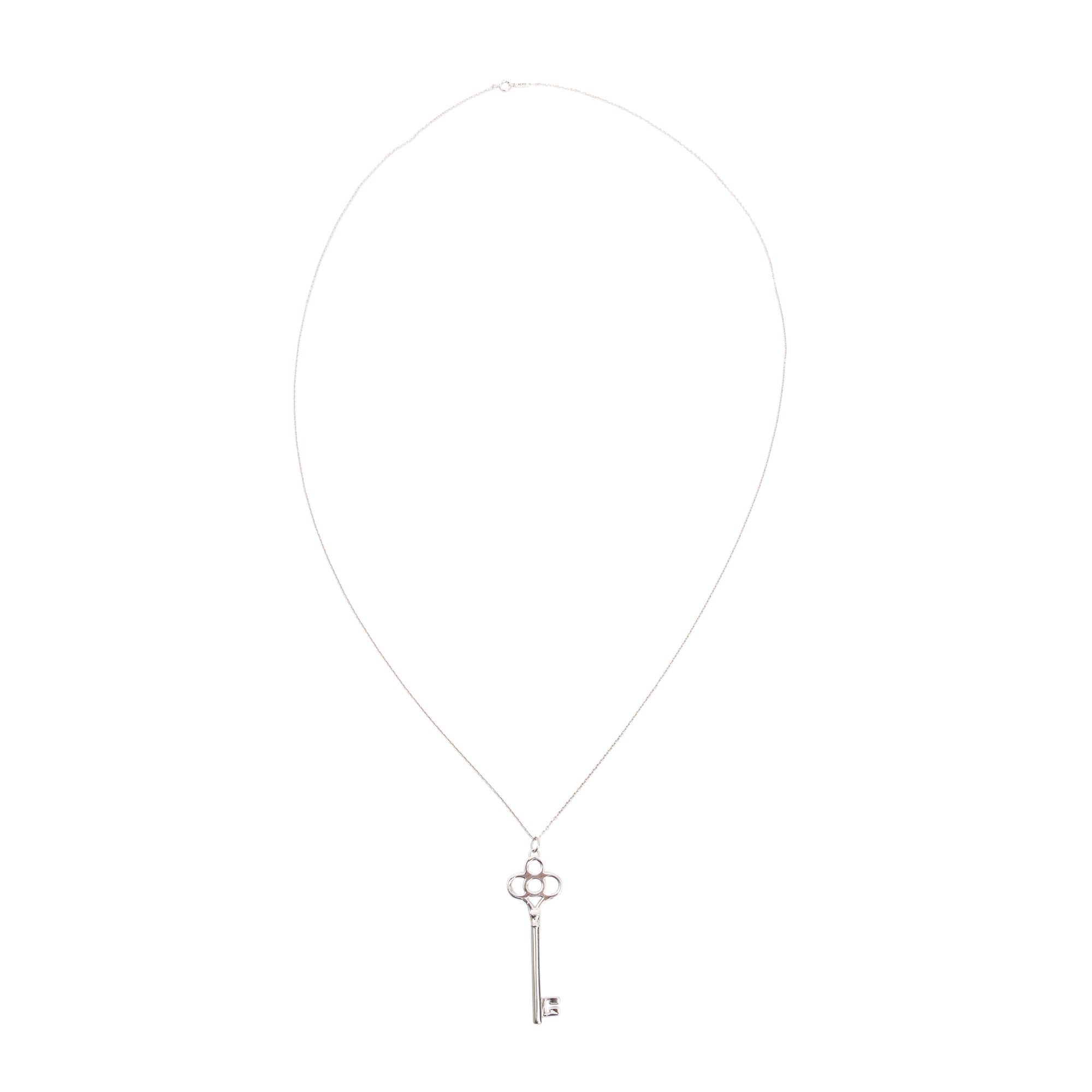 Tiffany & Co. Sterling Silver Large Crown Key Pendant Necklace