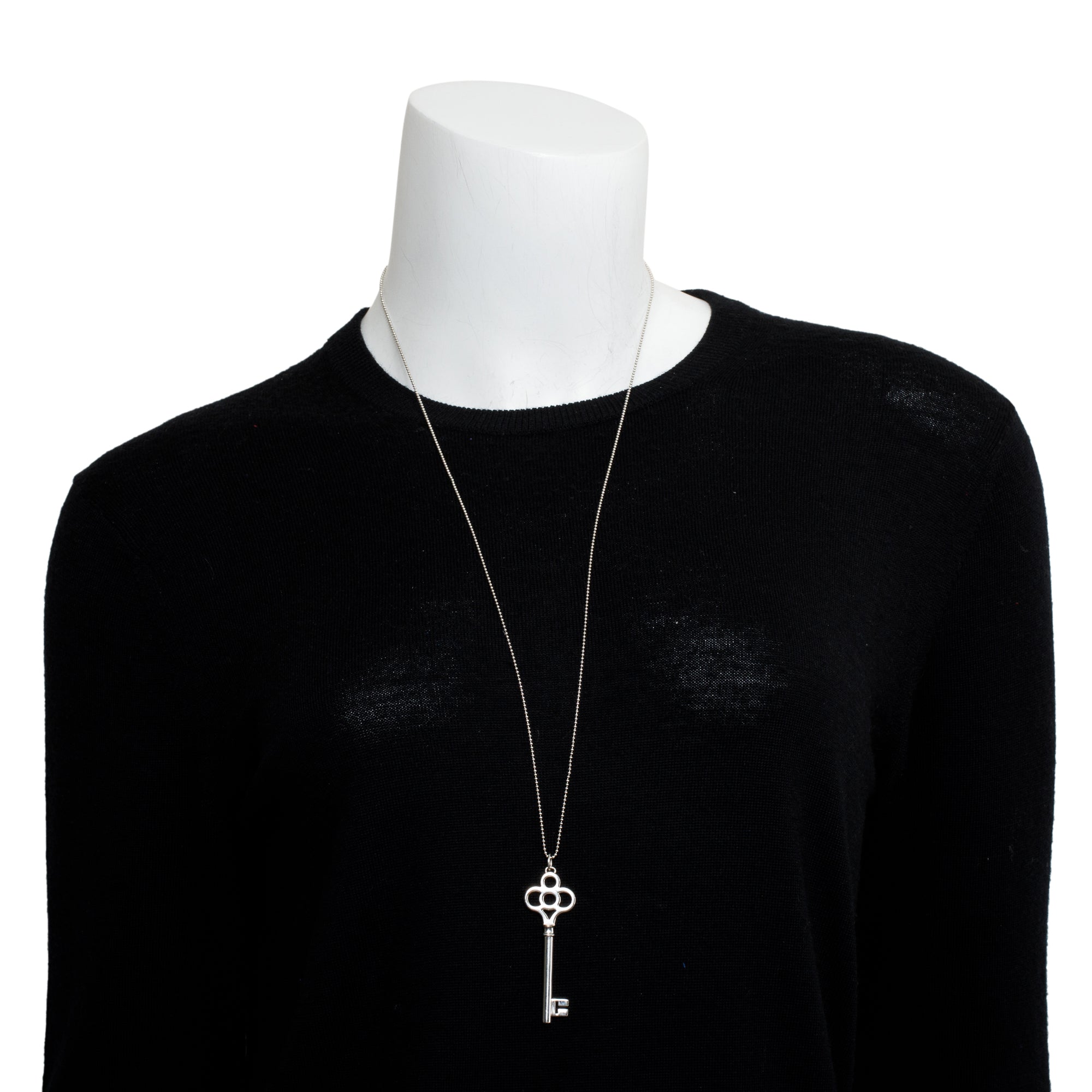 Tiffany & Co. Sterling Silver Large Crown Key Pendant Necklace
