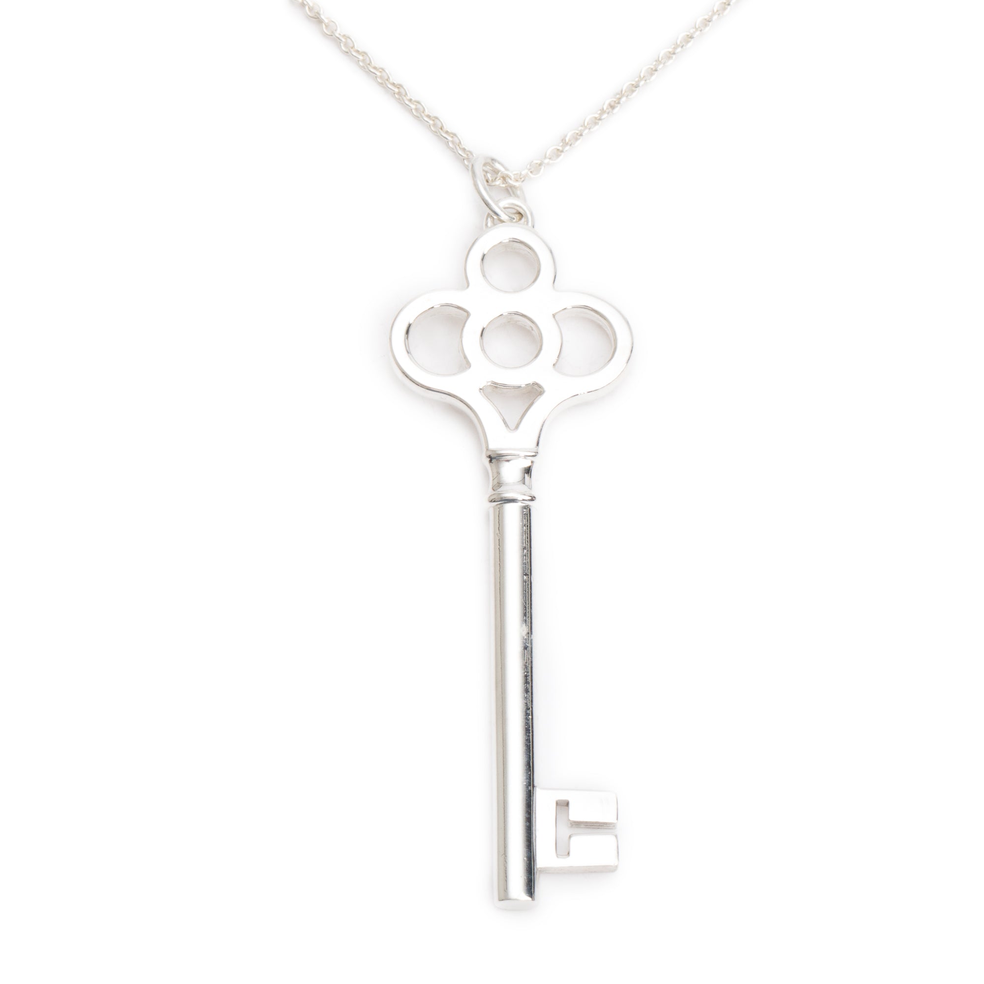 Tiffany & Co. Sterling Silver Large Crown Key Pendant Necklace