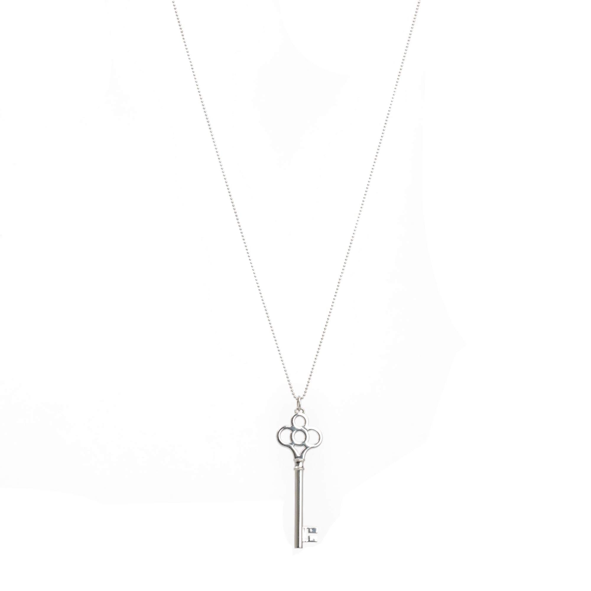 Tiffany & Co. Sterling Silver Large Crown Key Pendant Necklace