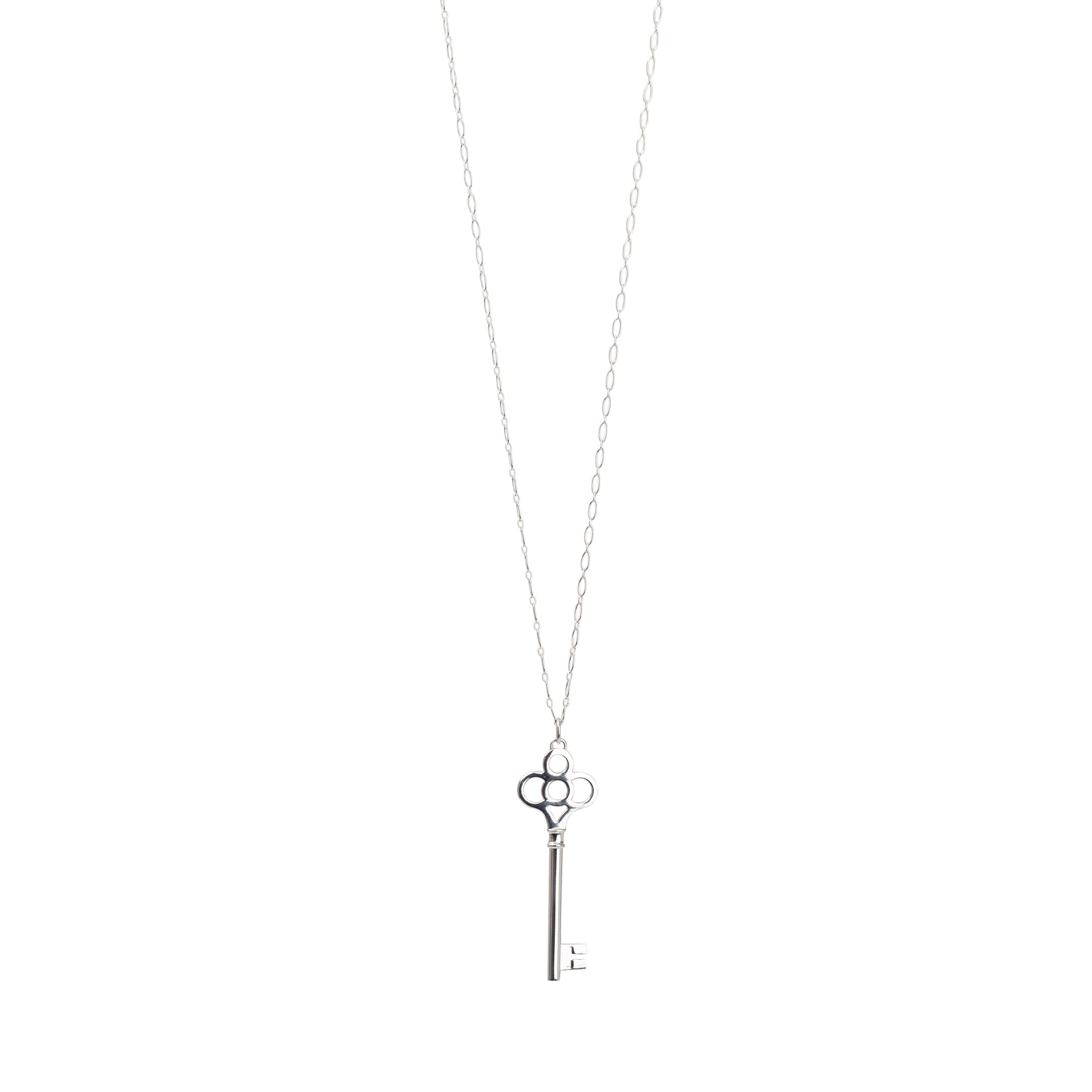 Tiffany & Co. Sterling Silver Large Crown Key Pendant Necklace