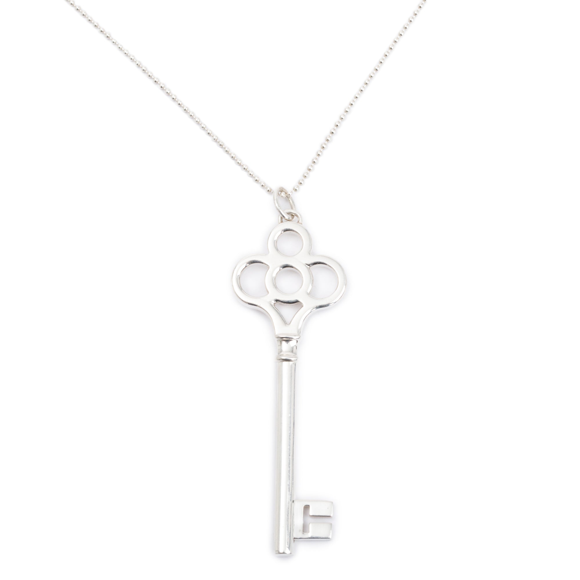 Tiffany & Co. Sterling Silver Large Crown Key Pendant Necklace