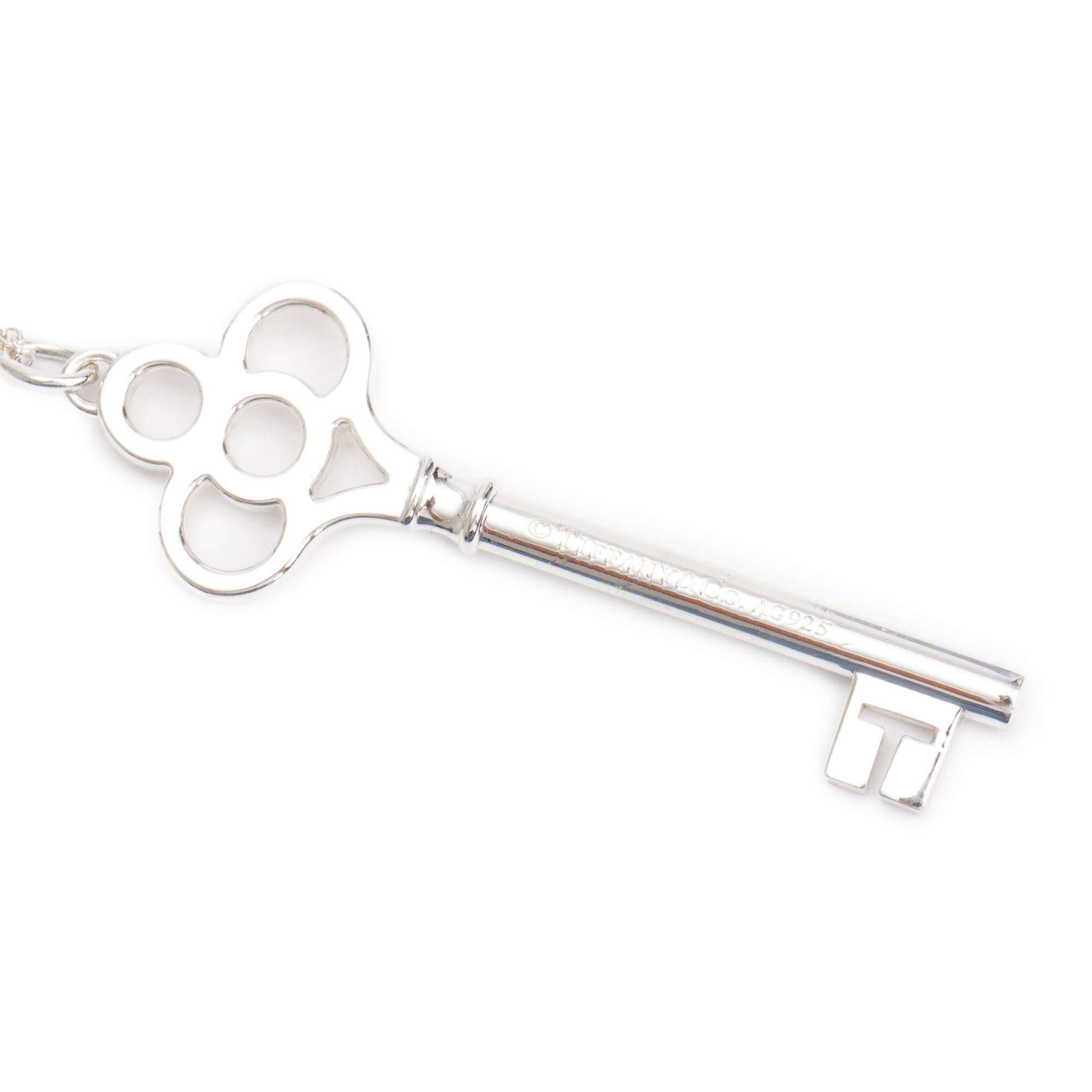 Tiffany & Co. Sterling Silver Large Crown Key Pendant Necklace