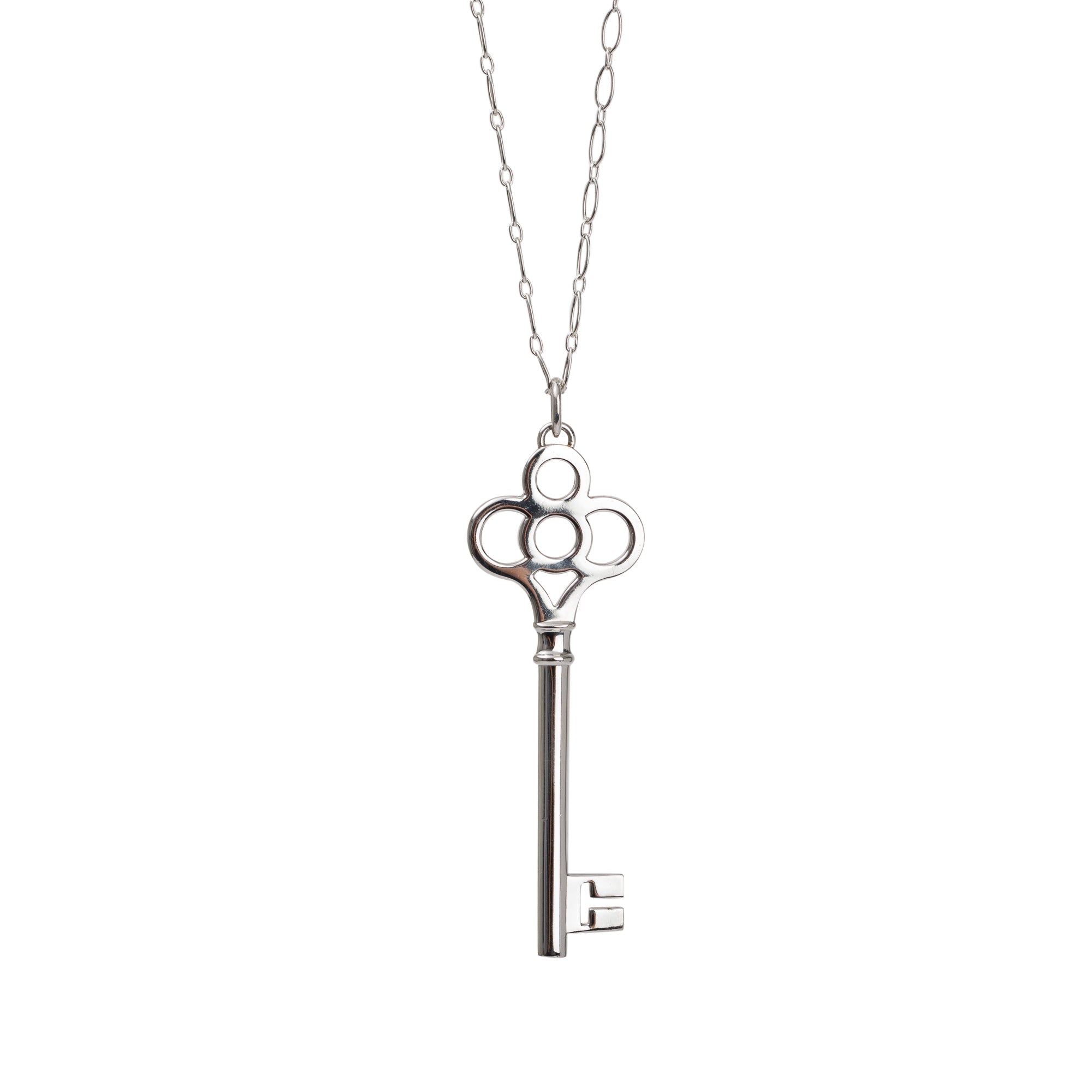 Tiffany & Co. Sterling Silver Large Crown Key Pendant Necklace