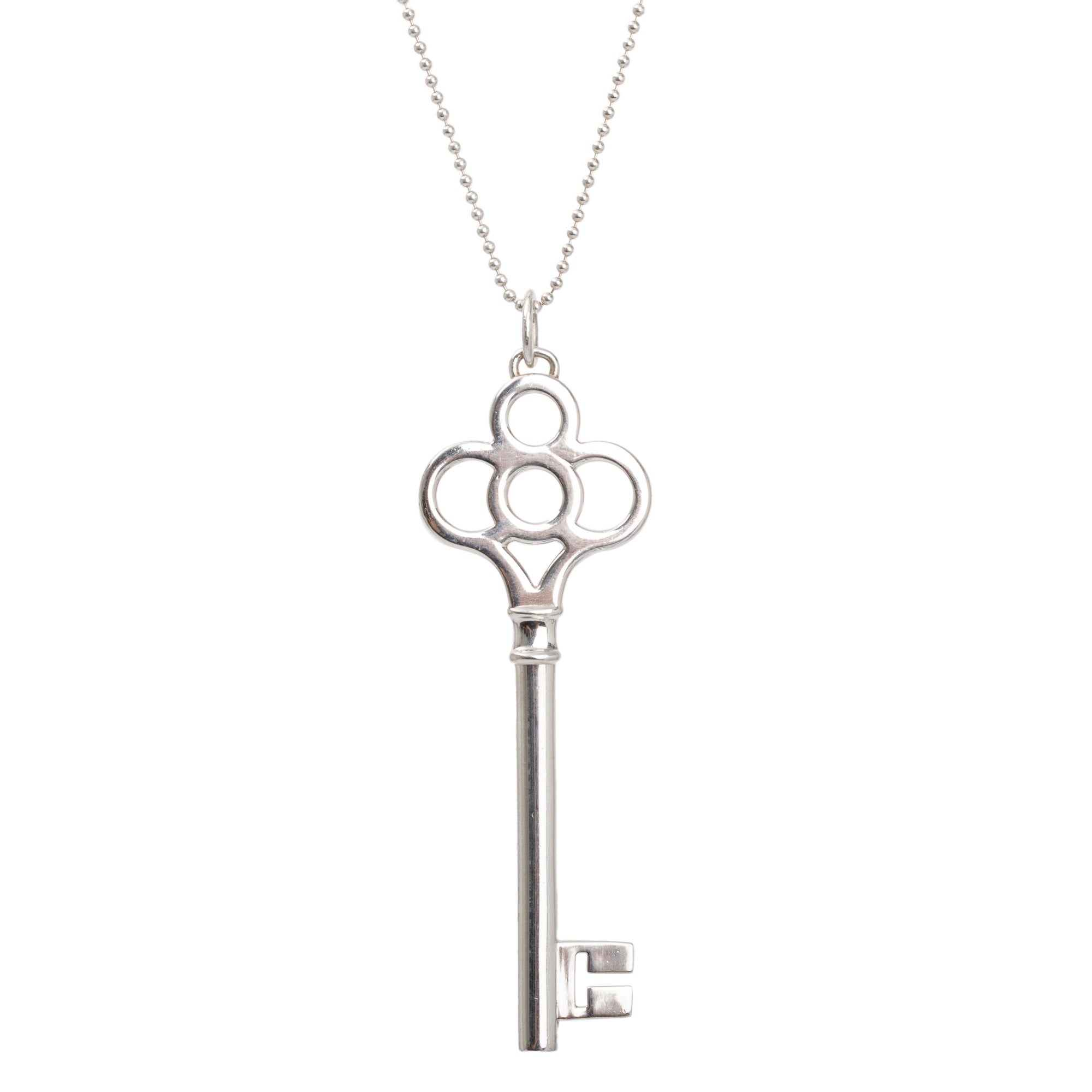 Tiffany & Co. Sterling Silver Large Crown Key Pendant Necklace