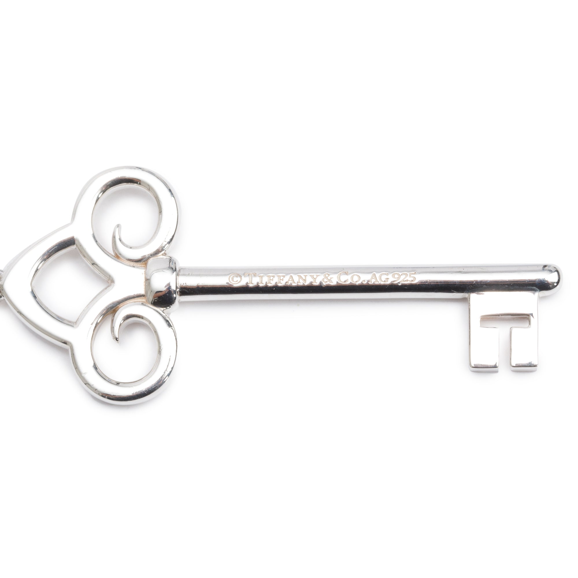 Tiffany & Co. Sterling Silver Large Fleur de Lis Key Pendant Necklace