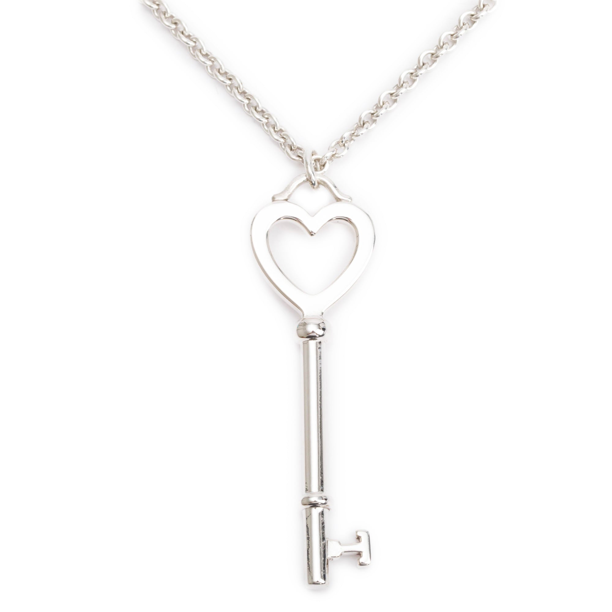 Tiffany & Co. Sterling Silver Large Heart Key Pendant Necklace