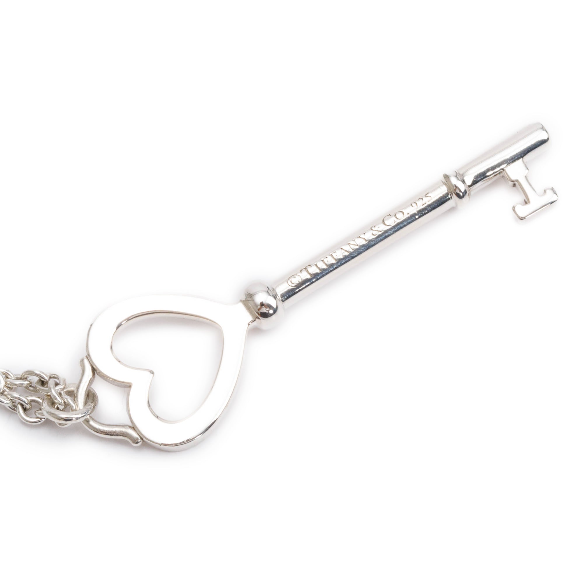 Tiffany & Co. Sterling Silver Large Heart Key Pendant Necklace