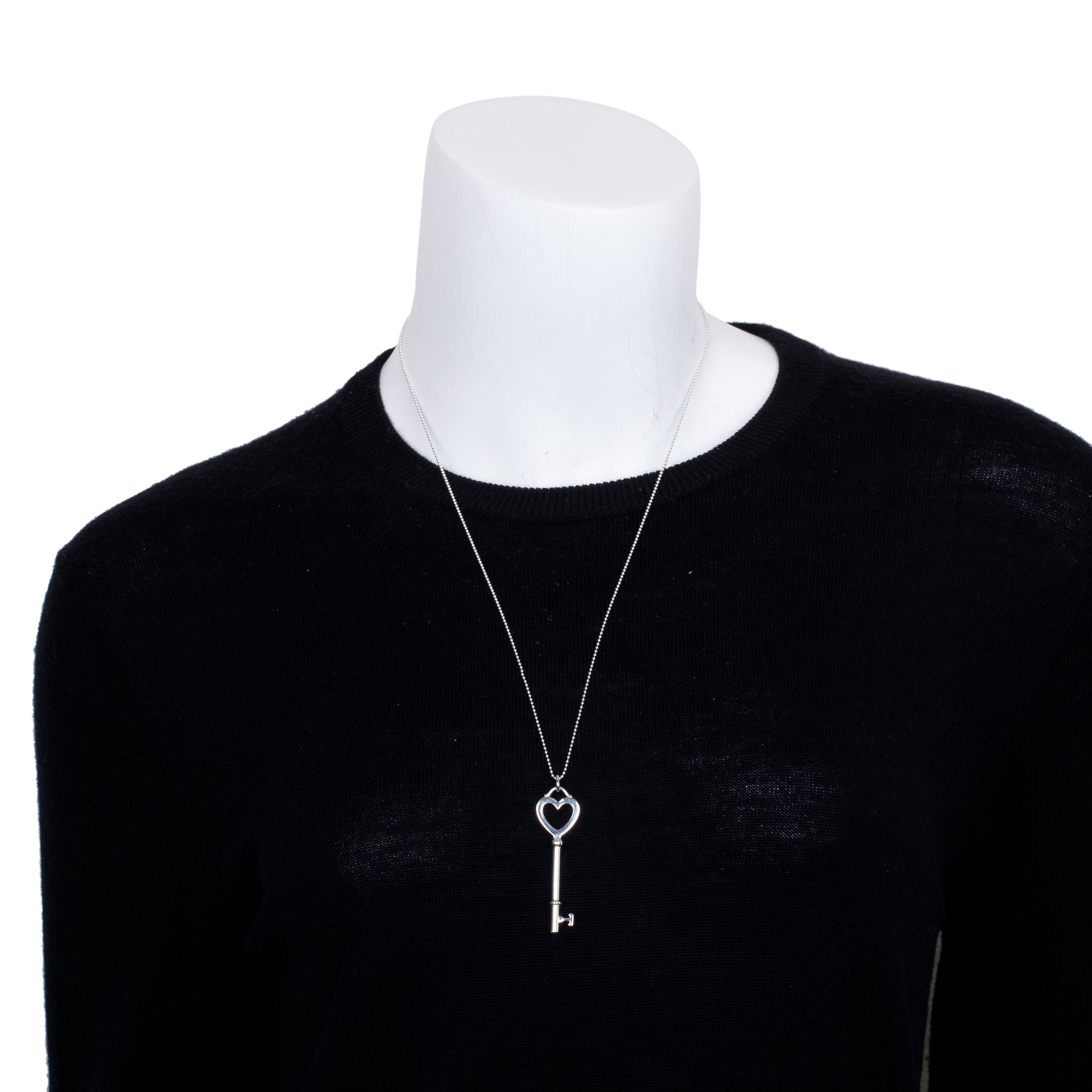 Tiffany & Co. Sterling Silver Large Heart Key Pendant Necklace