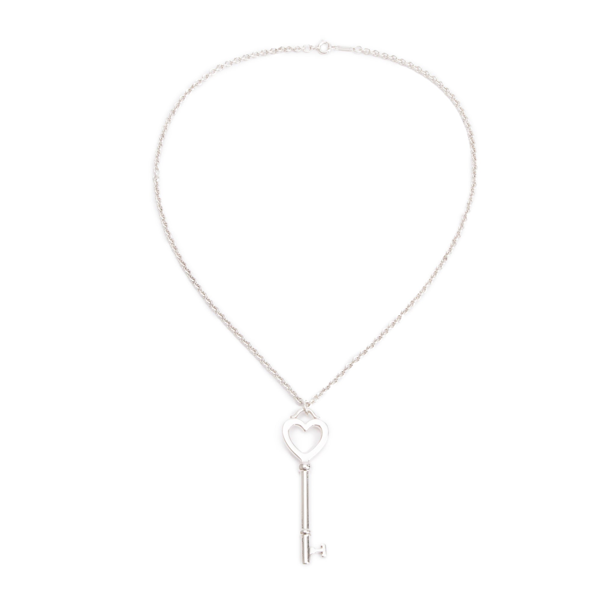 Tiffany & Co. Sterling Silver Large Heart Key Pendant Necklace