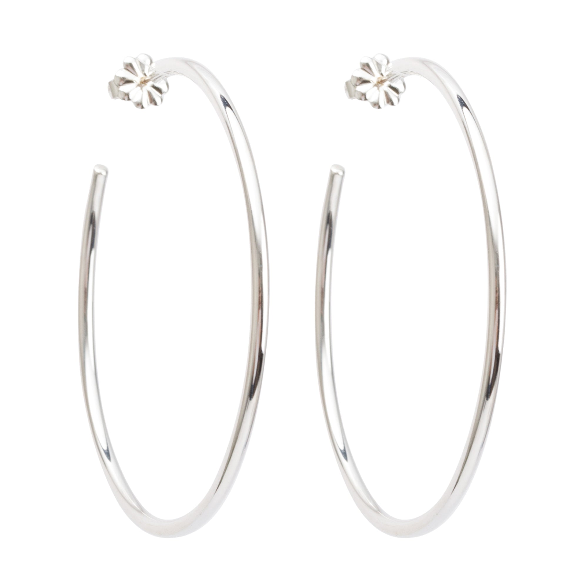 Tiffany & Co. Sterling Silver Large Narrow Hoop Earrings w/ Box