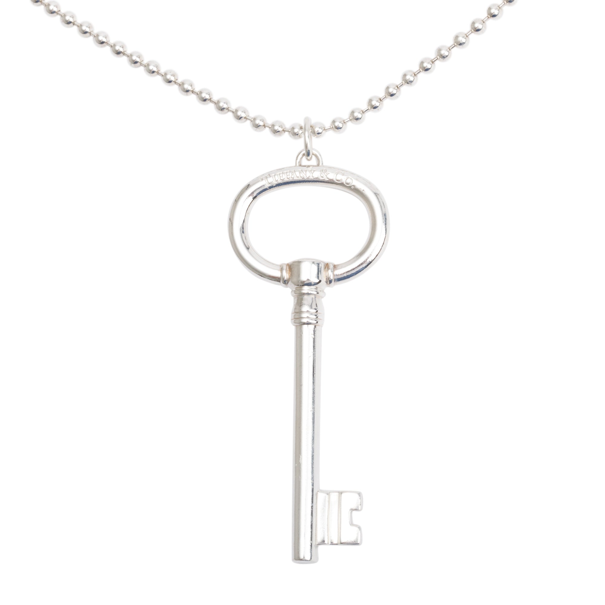 Tiffany & Co. Sterling Silver Large Oval Key Pendant Necklace