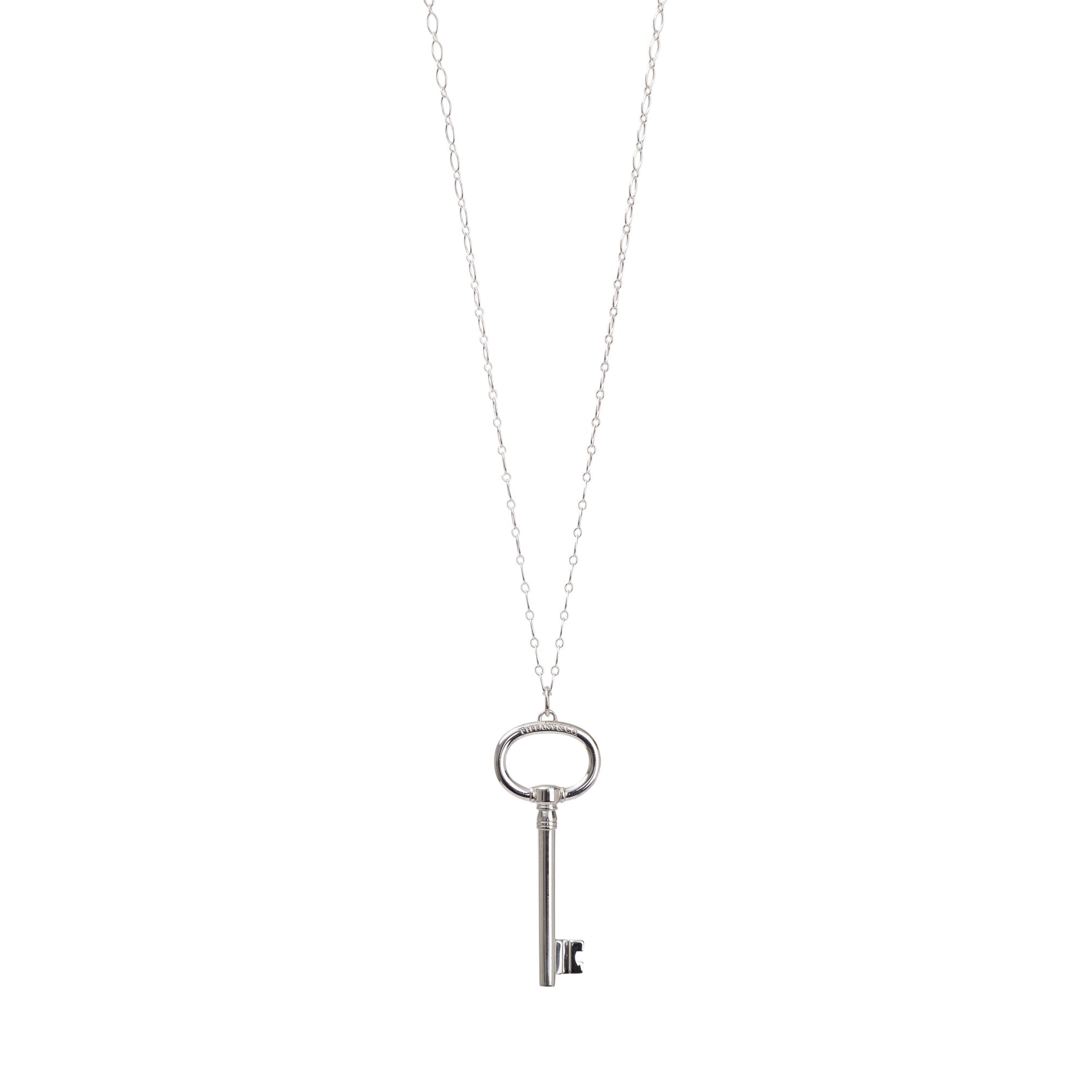 Tiffany & Co. Sterling Silver Large Oval Key Pendant Necklace